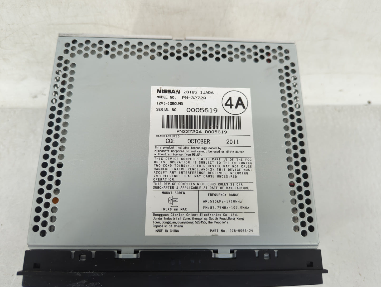2012 Nissan Quest Radio AM FM Cd Player Receiver Replacement P/N:28185-1JA0A Fits OEM Used Auto Parts - Oemusedautoparts1.co