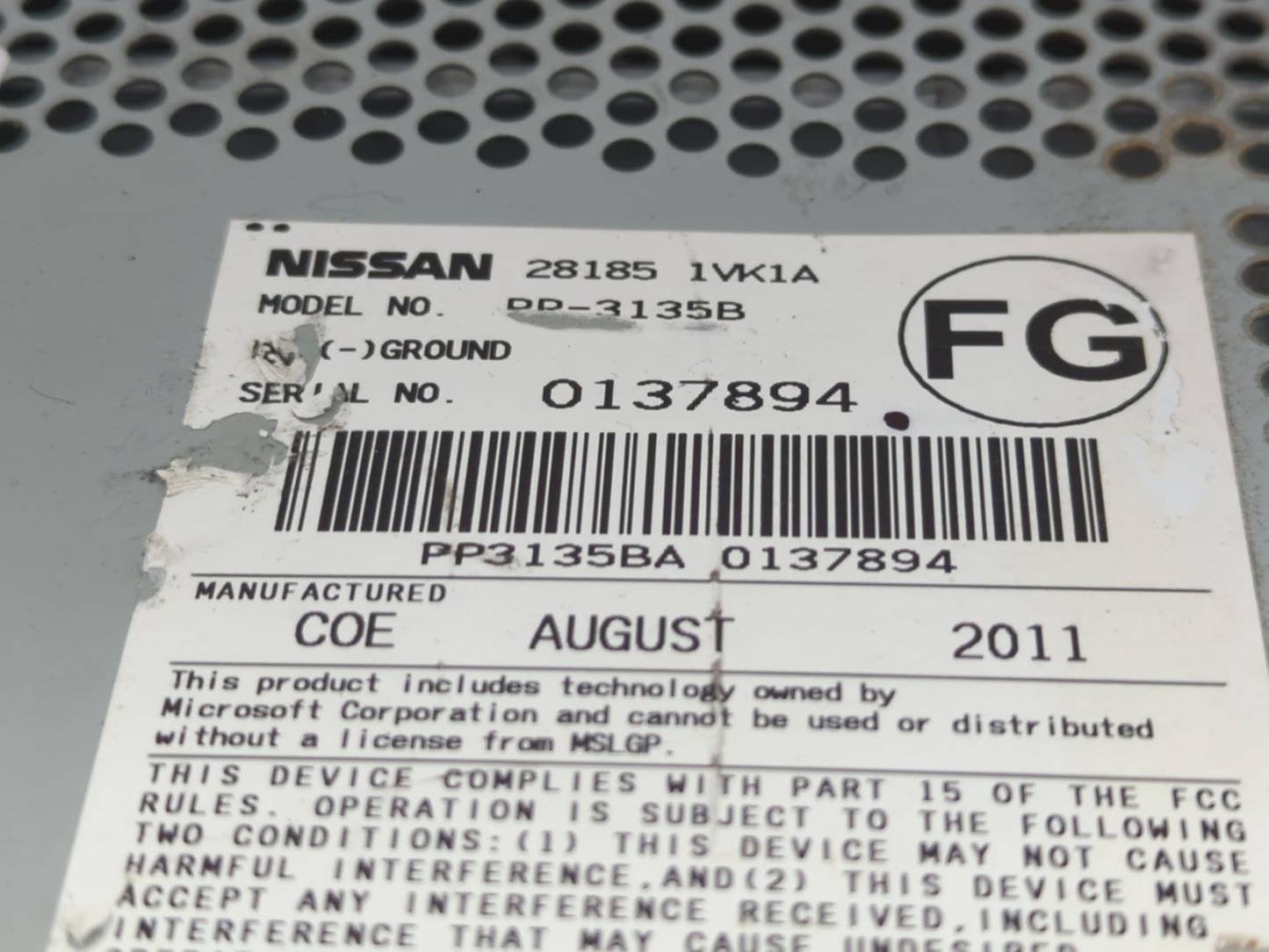 2011-2015 Nissan Rogue Radio AM FM Cd Player Receiver Replacement P/N:28185 1VK1A Fits Fits 2011 2012 2013 2014 2015 OEM Use