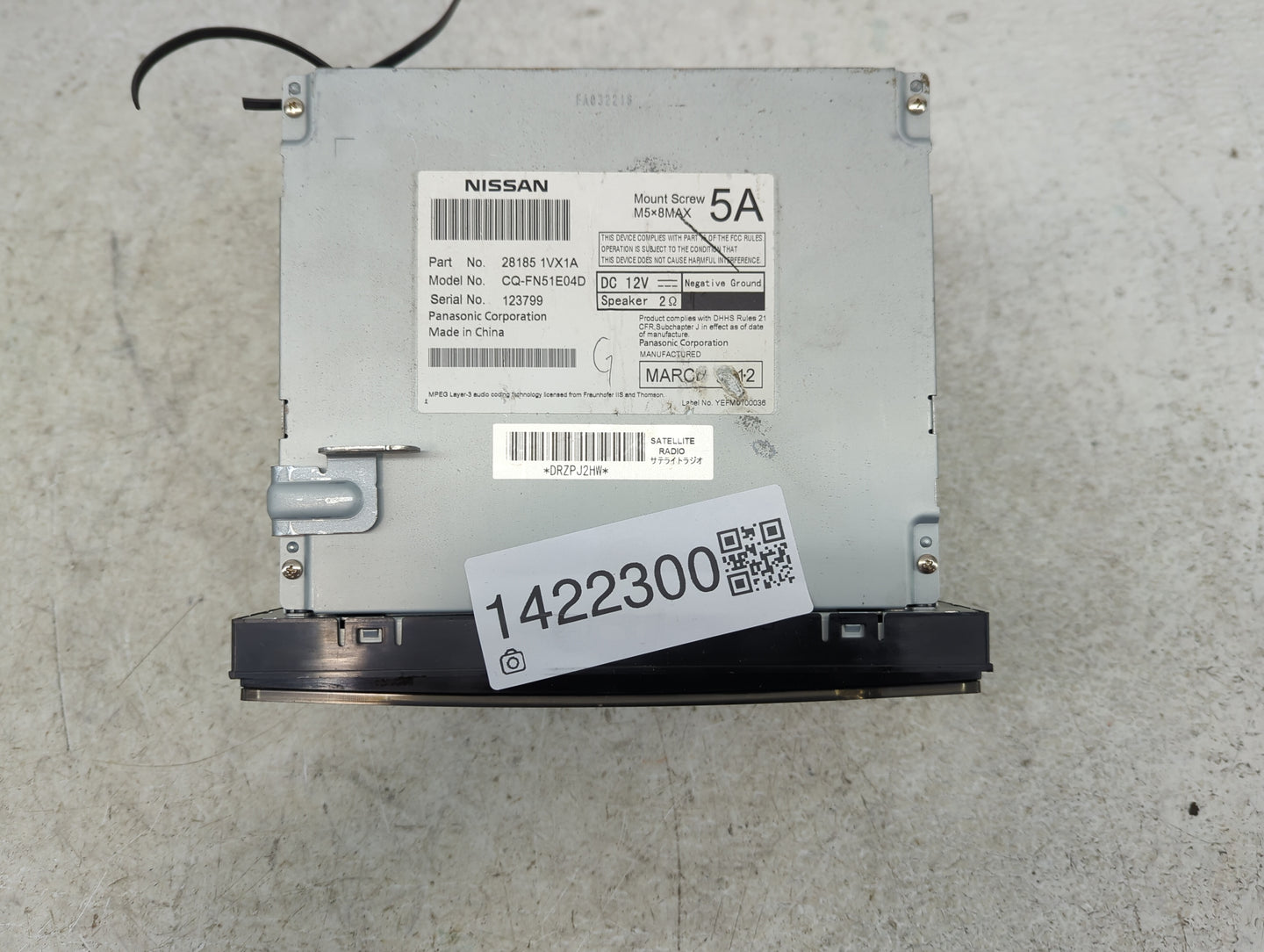2012-2015 Nissan Rogue Radio AM FM Cd Player Receiver Replacement P/N:28185 1VX1A Fits Fits 2012 2013 2014 2015 OEM Used Aut
