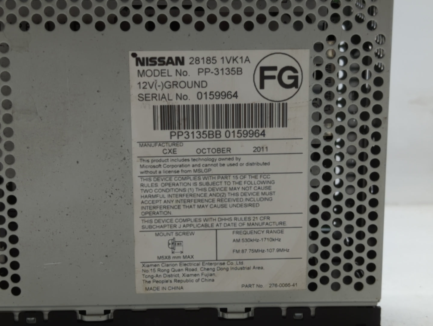 2011-2015 Nissan Rogue Am Fm Cd Player Radio Receiver - Oemusedautoparts1.com