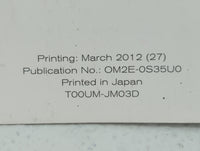 2012 Nissan Rogue Owners Manual Book Guide P/N:OM2E-0S35U0 OEM Used Auto Parts - Oemusedautoparts1.com