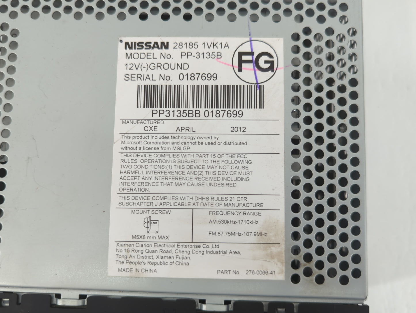 2011-2015 Nissan Rogue Am Fm Cd Player Radio Receiver - Oemusedautoparts1.com