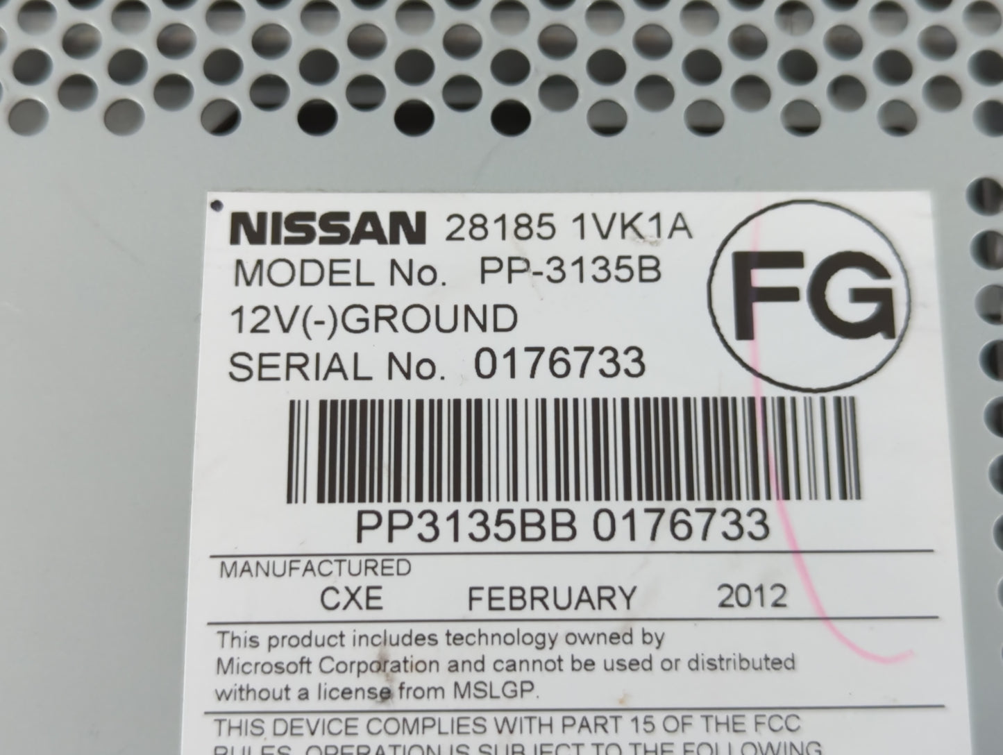 2012 Nissan Rogue Radio AM FM Cd Player Receiver Replacement P/N:28185 1VK1A Fits OEM Used Auto Parts - Oemusedautoparts1.co