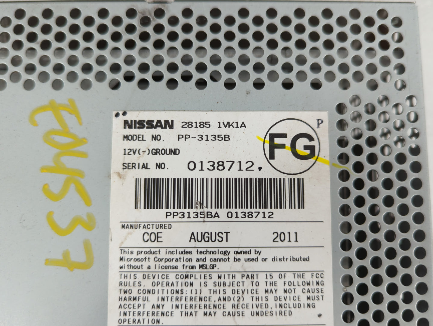 2011-2015 Nissan Rogue Am Fm Cd Player Radio Receiver - Oemusedautoparts1.com