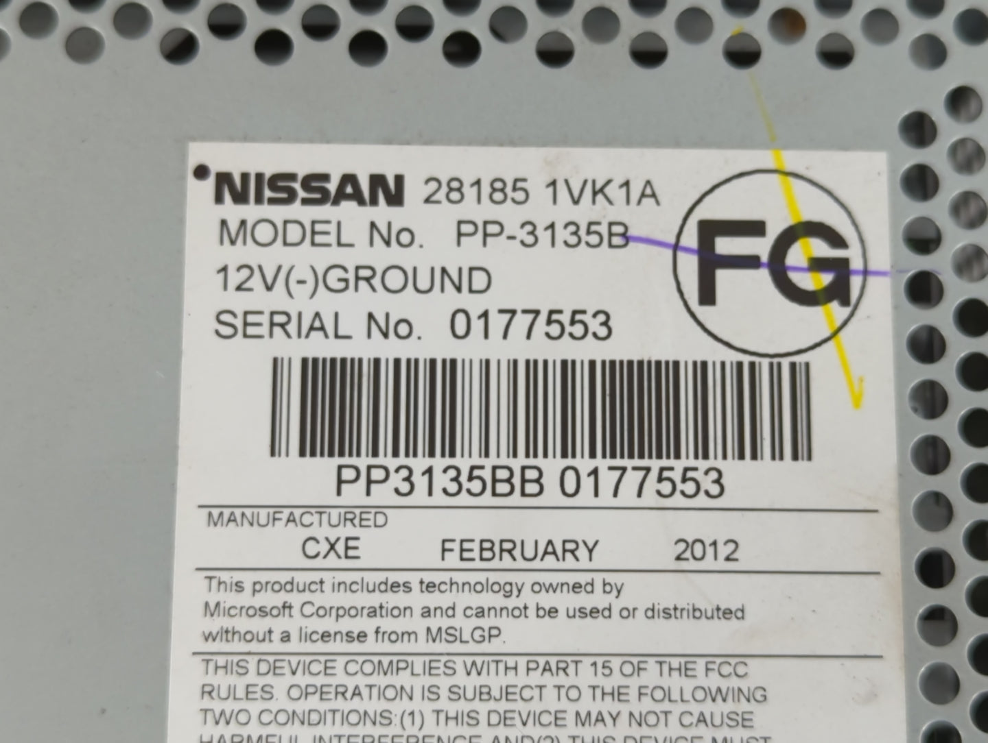 2011-2015 Nissan Rogue Radio AM FM Cd Player Receiver Replacement P/N:PP3135BB 0177553 28185 1VK1A Fits OEM Used Auto Parts 