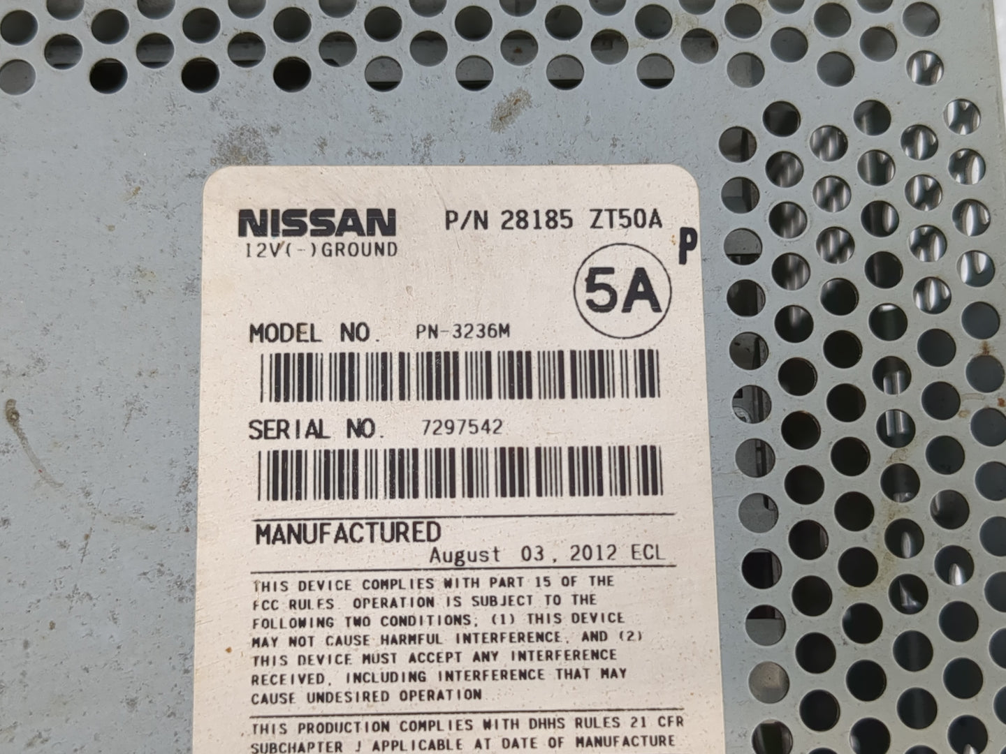 2010-2012 Nissan Sentra Radio AM FM Cd Player Receiver Replacement P/N:28185 ZT50A Fits Fits 2010 2011 2012 OEM Used Auto Pa