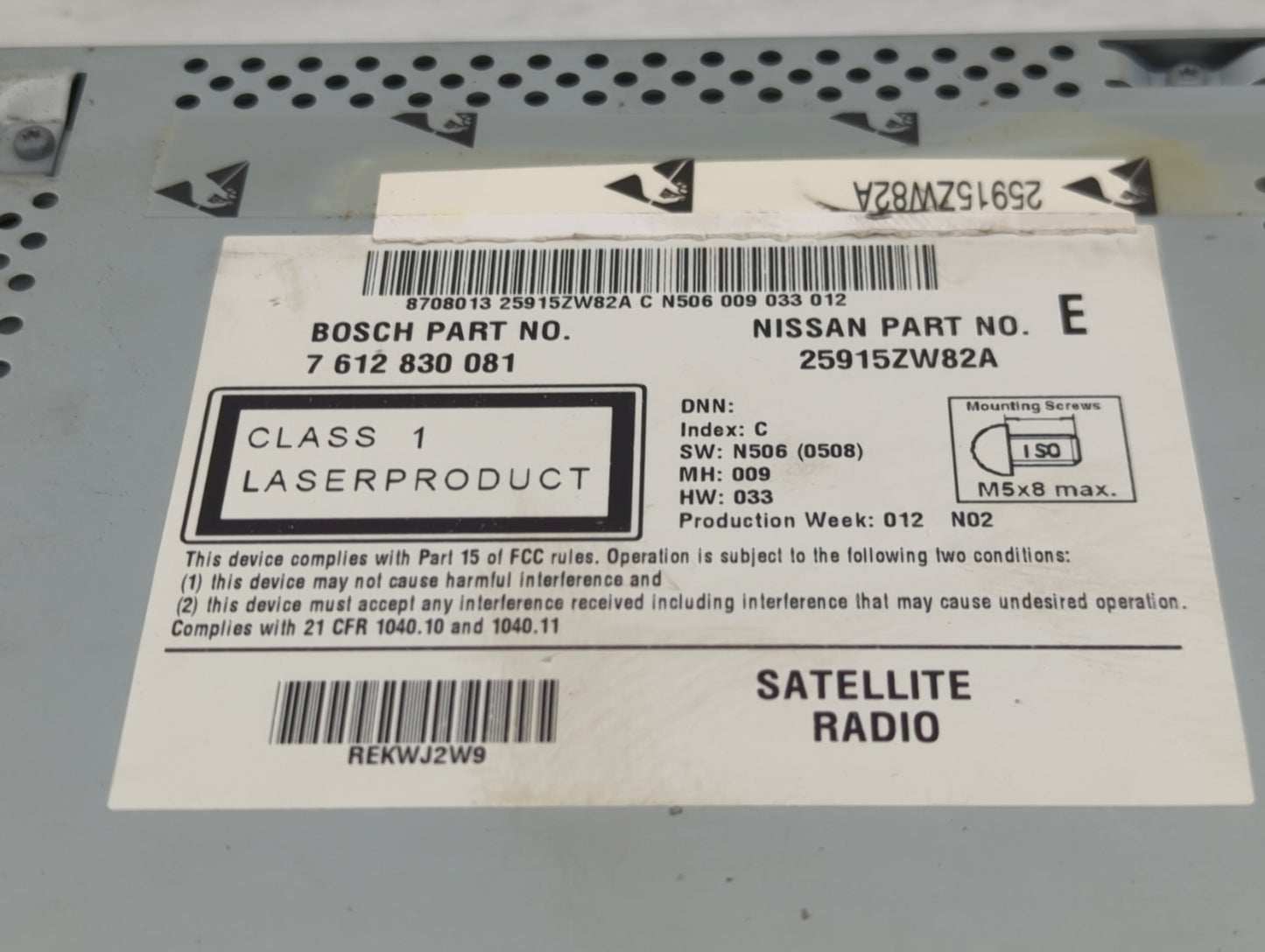 2012 Nissan Sentra Radio AM FM Cd Player Receiver Replacement P/N:7612830081 25915ZW82A Fits OEM Used Auto Parts - Oemusedau
