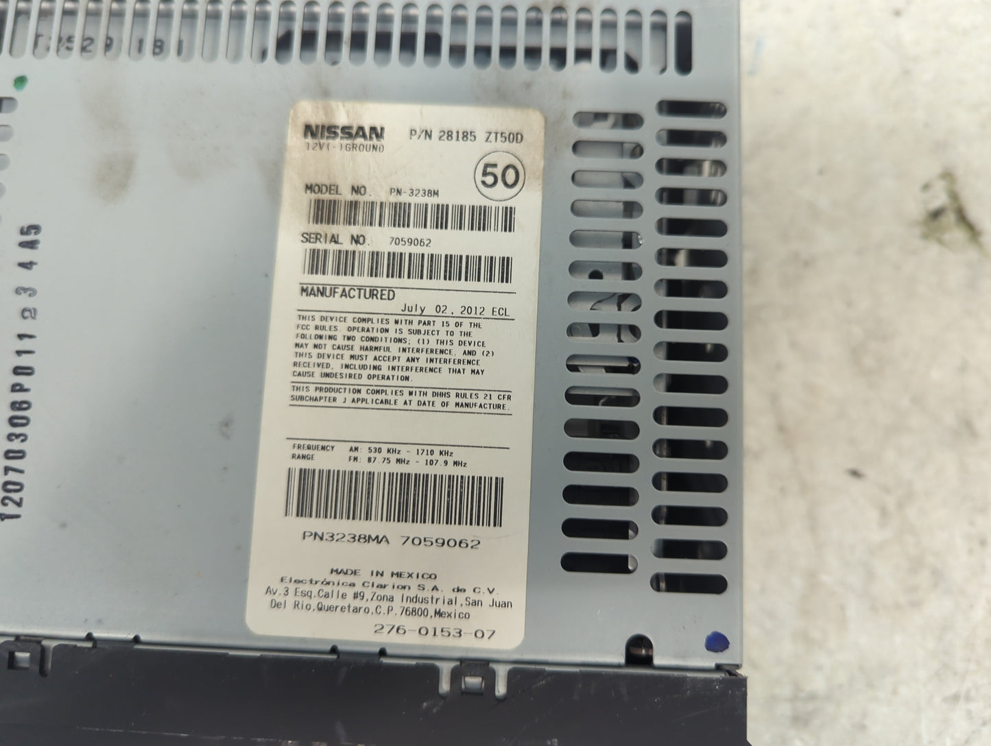 2010-2012 Nissan Sentra Radio AM FM Cd Player Receiver Replacement P/N:28185ZT50D PN-3238M, PN3238MA Fits Fits 2010 2011 201