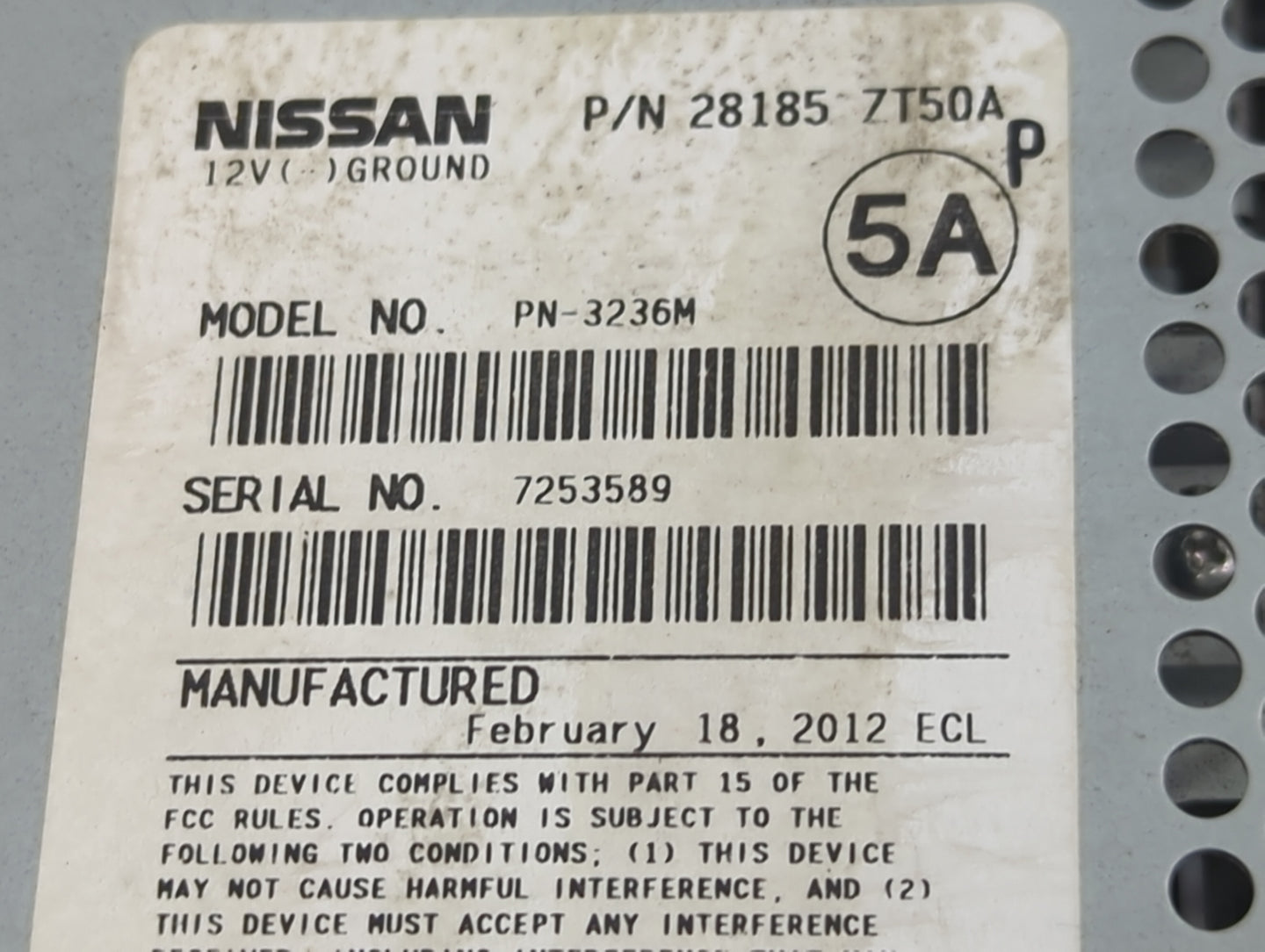 2010-2012 Nissan Sentra Radio AM FM Cd Player Receiver Replacement Fits Fits 2010 2011 2012 OEM Used Auto Parts - Oemusedaut
