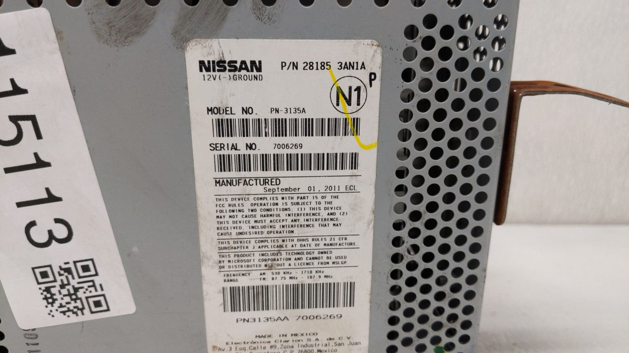 2012-2013 Nissan Versa Radio AM FM Cd Player Receiver Replacement P/N:28185 3ANSA 28185 3AN1A Fits Fits 2012 2013 OEM Used A