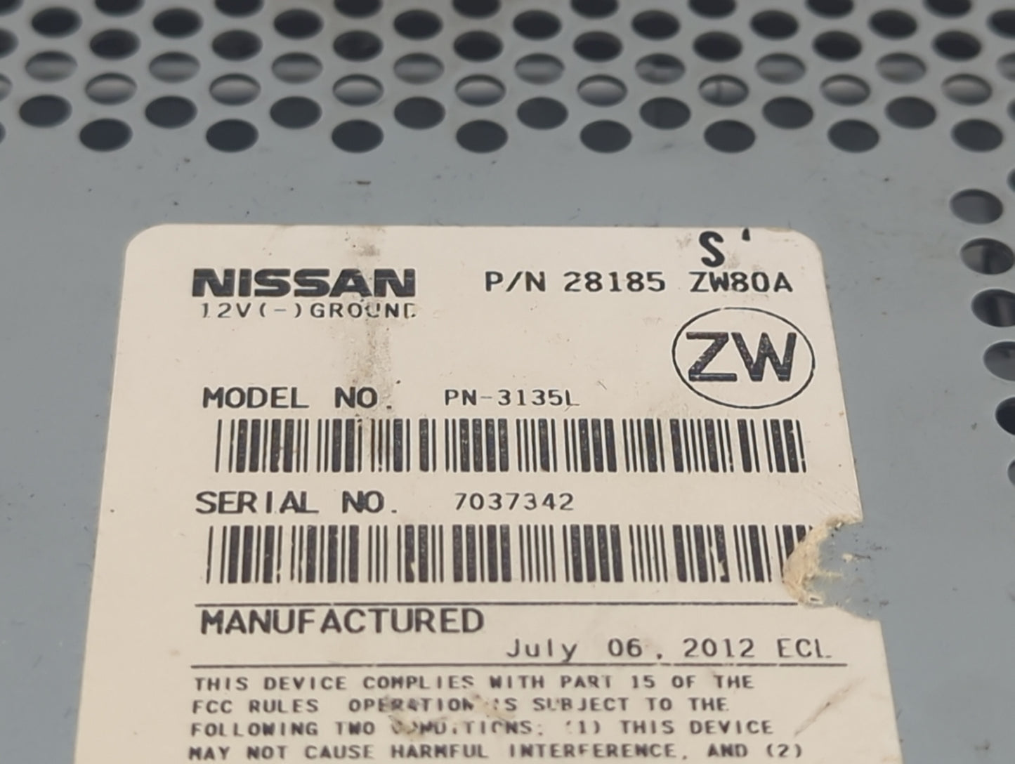 2010-2012 Nissan Versa Radio AM FM Cd Player Receiver Replacement P/N:28185ZW80A PN-3135L Fits Fits 2010 2011 2012 2014 2015