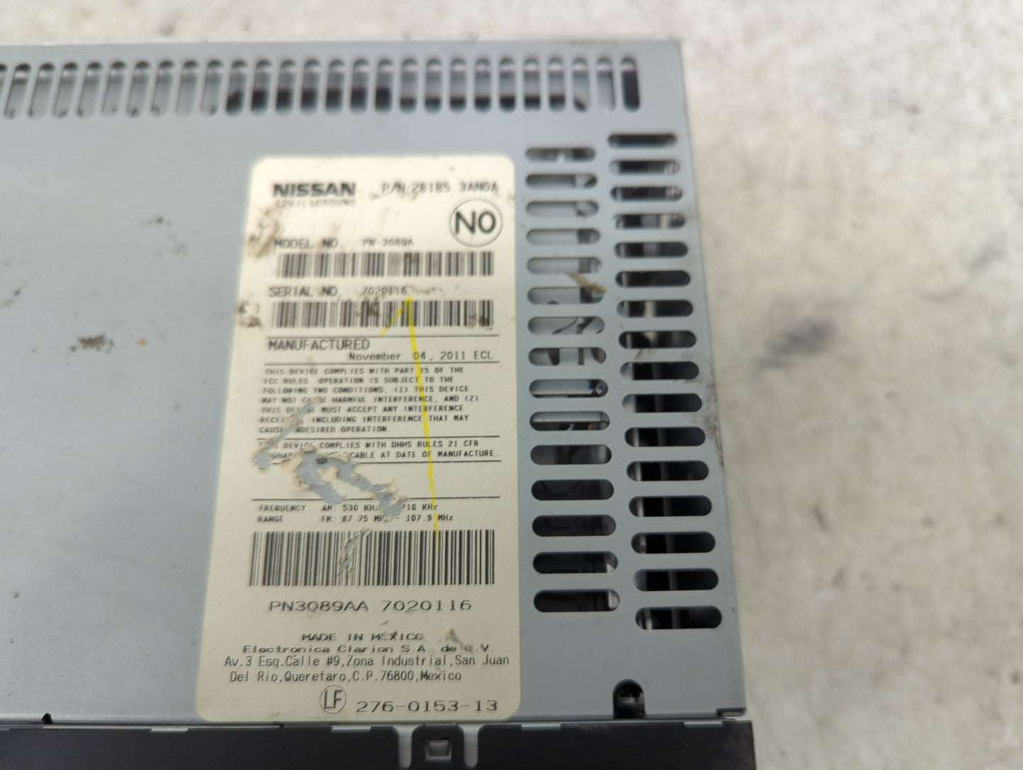 2012-2014 Nissan Versa Radio AM FM Cd Player Receiver Replacement P/N:28185 3AN0A PN3089A, PN3089AA Fits Fits 2012 2013 2014
