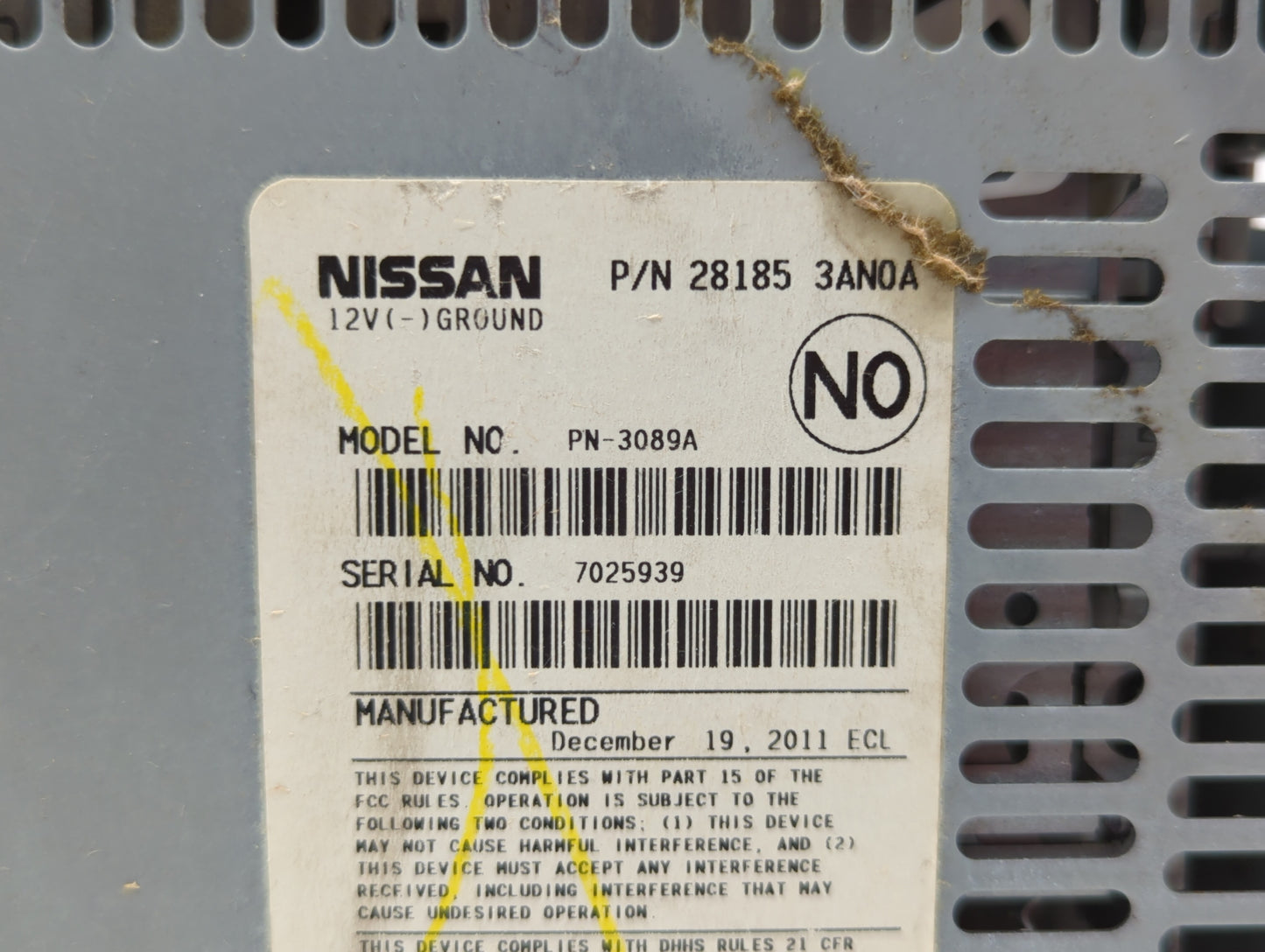 2012-2014 Nissan Versa Radio AM FM Cd Player Receiver Replacement P/N:28185 3AN0A 3089AA 7089956 Fits Fits 2012 2013 2014 OE