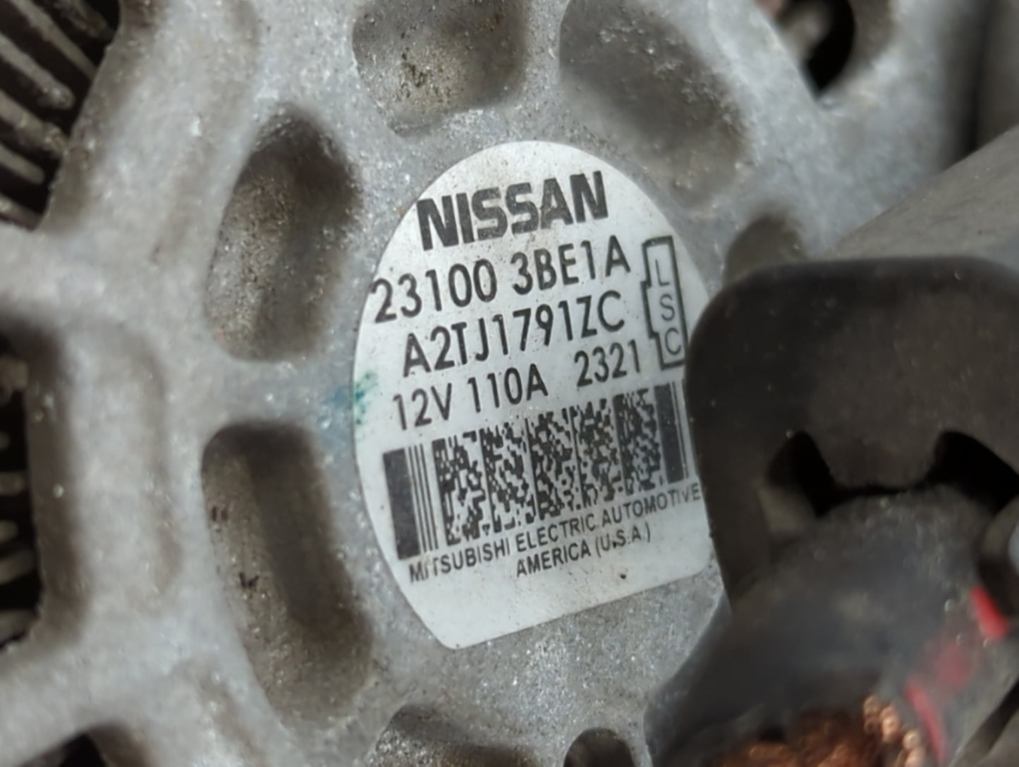 2012-2019 Nissan Versa Alternator Replacement Generator Charging Assembly Engine OEM P/N:23100 3BE1A Fits OEM Used Auto Part