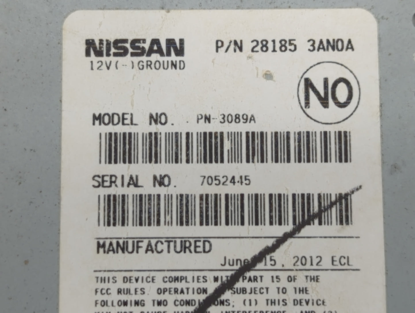 2012-2014 Nissan Versa Radio AM FM Cd Player Receiver Replacement P/N:28185 3AN0A Fits Fits 2012 2013 2014 OEM Used Auto Par