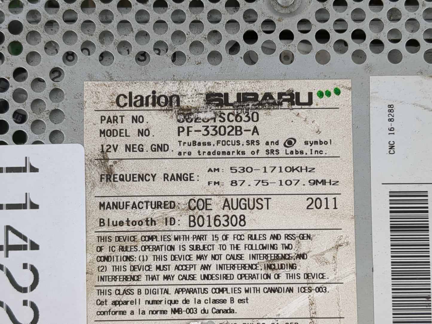 2012 Subaru Forester Radio AM FM Cd Player Receiver Replacement P/N:86201SC620 Fits OEM Used Auto Parts - Oemusedautoparts1.