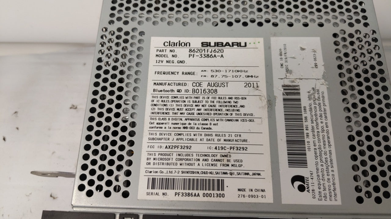 2012-2014 Subaru Impreza Radio AM FM Cd Player Receiver Replacement P/N:86201FJ620 Fits Fits 2012 2013 2014 OEM Used Auto Pa