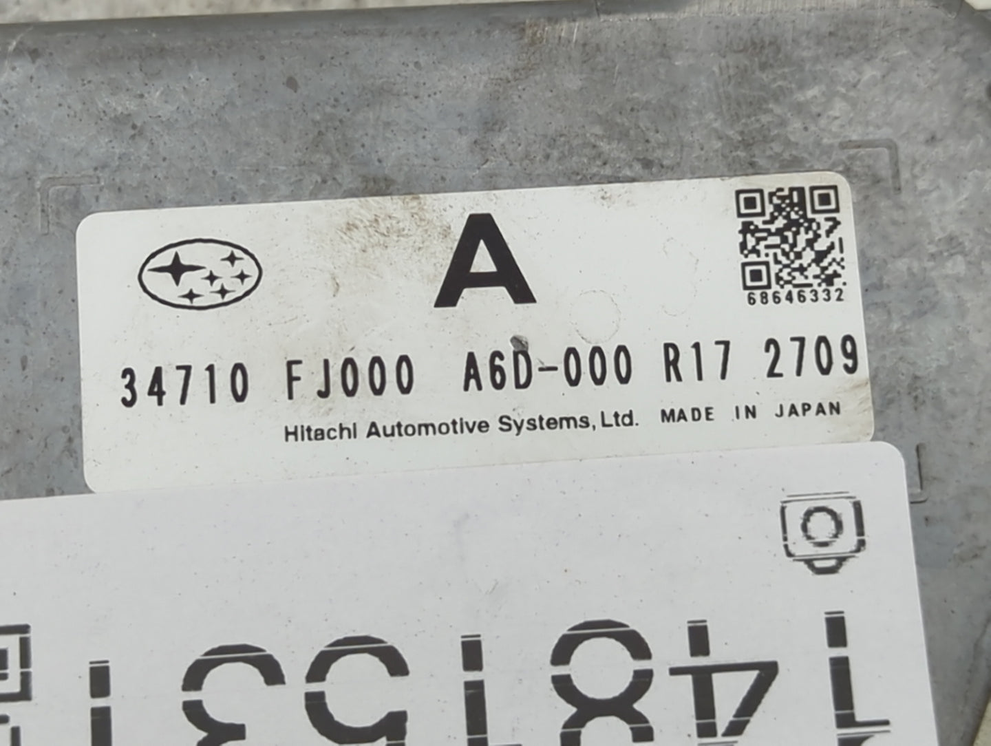 2012 Subaru Impreza PCM Engine Control Computer ECU ECM PCU OEM P/N:34710FJ000 A6D-000 Fits OEM Used Auto Parts - Oemusedaut