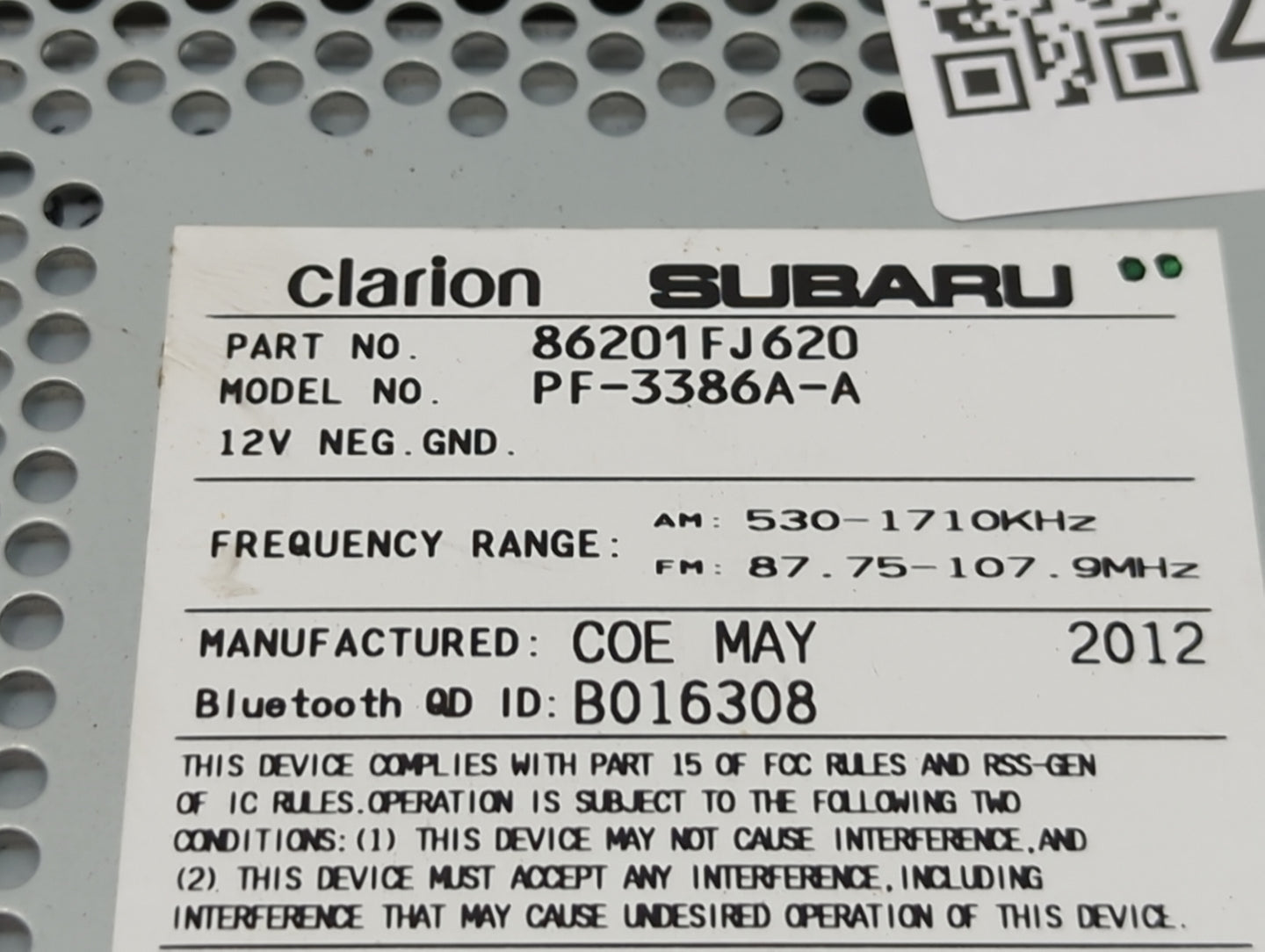 2012-2014 Subaru Impreza Radio AM FM Cd Player Receiver Replacement P/N:86201FJ620 PF-3386A-A, CM621UB Fits Fits 2012 2013 2