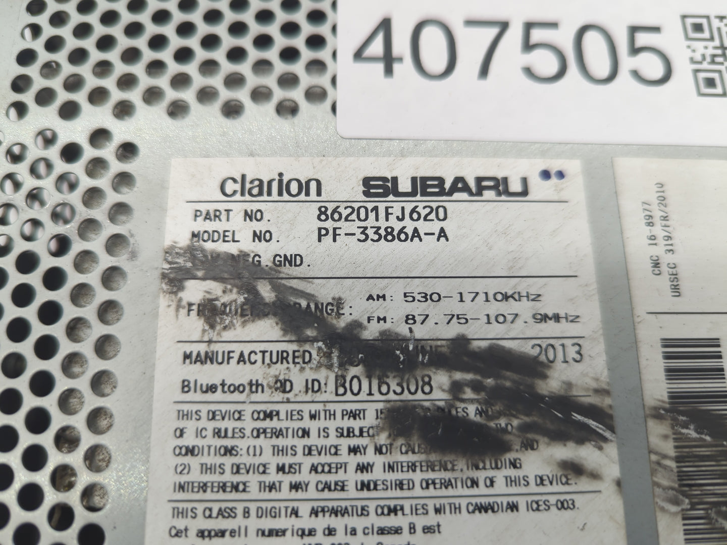 2012-2014 Subaru Impreza Am Fm Cd Player Radio Receiver - Oemusedautoparts1.com