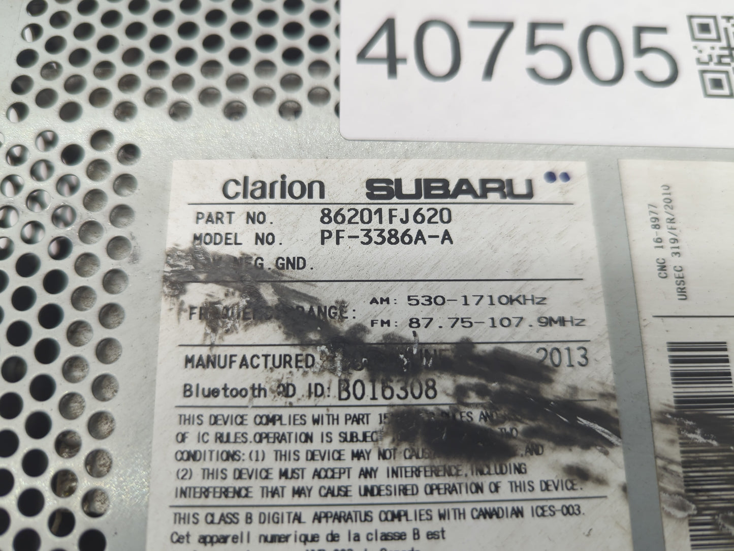 2012-2014 Subaru Impreza Am Fm Cd Player Radio Receiver - Oemusedautoparts1.com