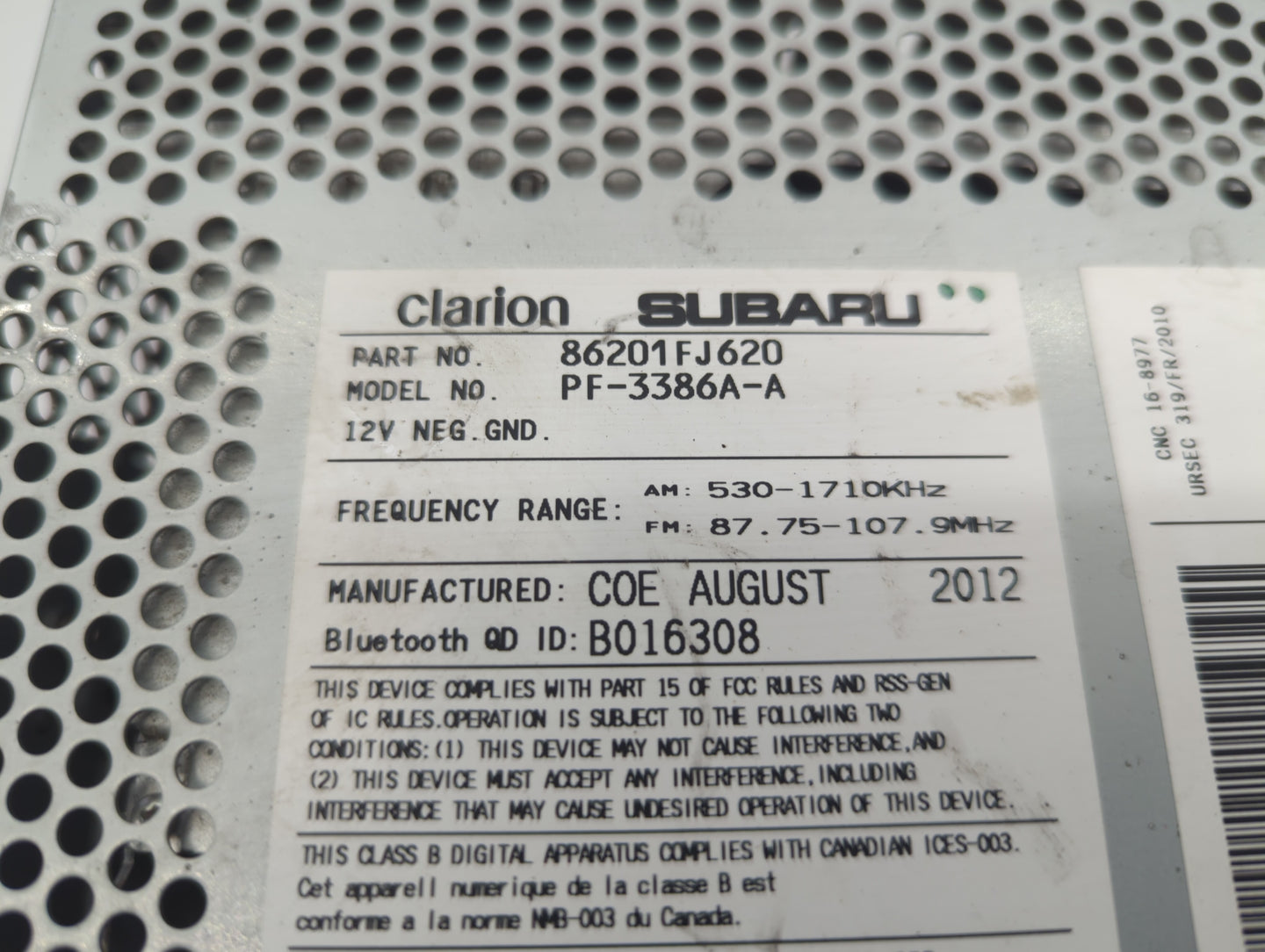 2012-2014 Subaru Impreza Am Fm Cd Player Radio Receiver - Oemusedautoparts1.com