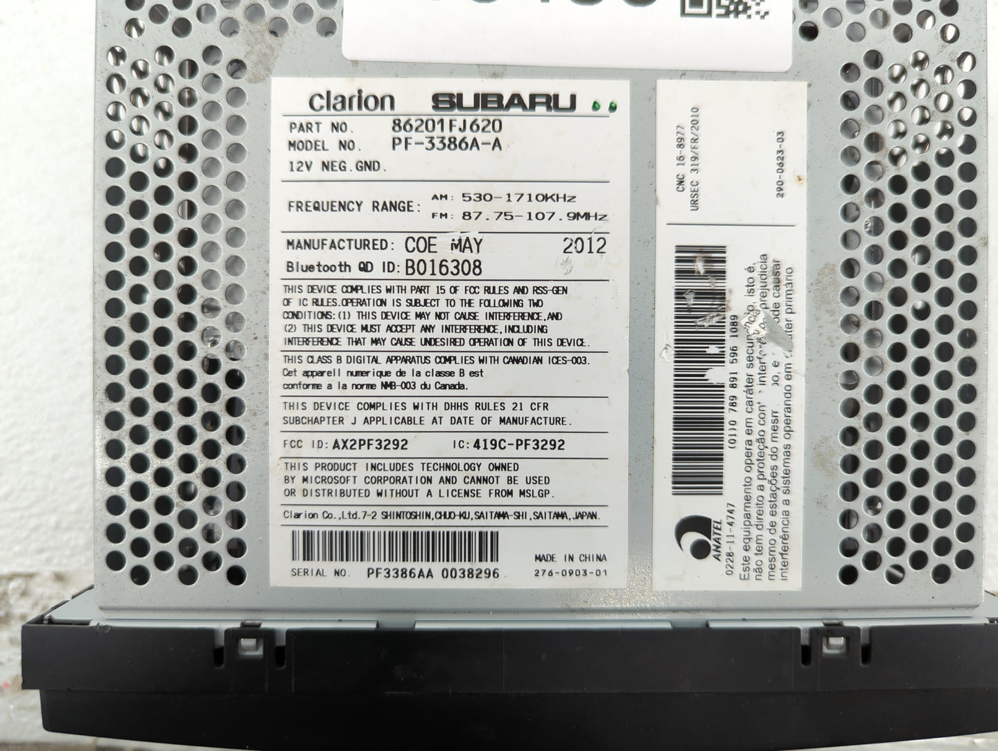 2012-2014 Subaru Impreza Radio AM FM Cd Player Receiver Replacement P/N:86201AJ61A 86201FJ600, 86201FJ620 Fits Fits 2012 201