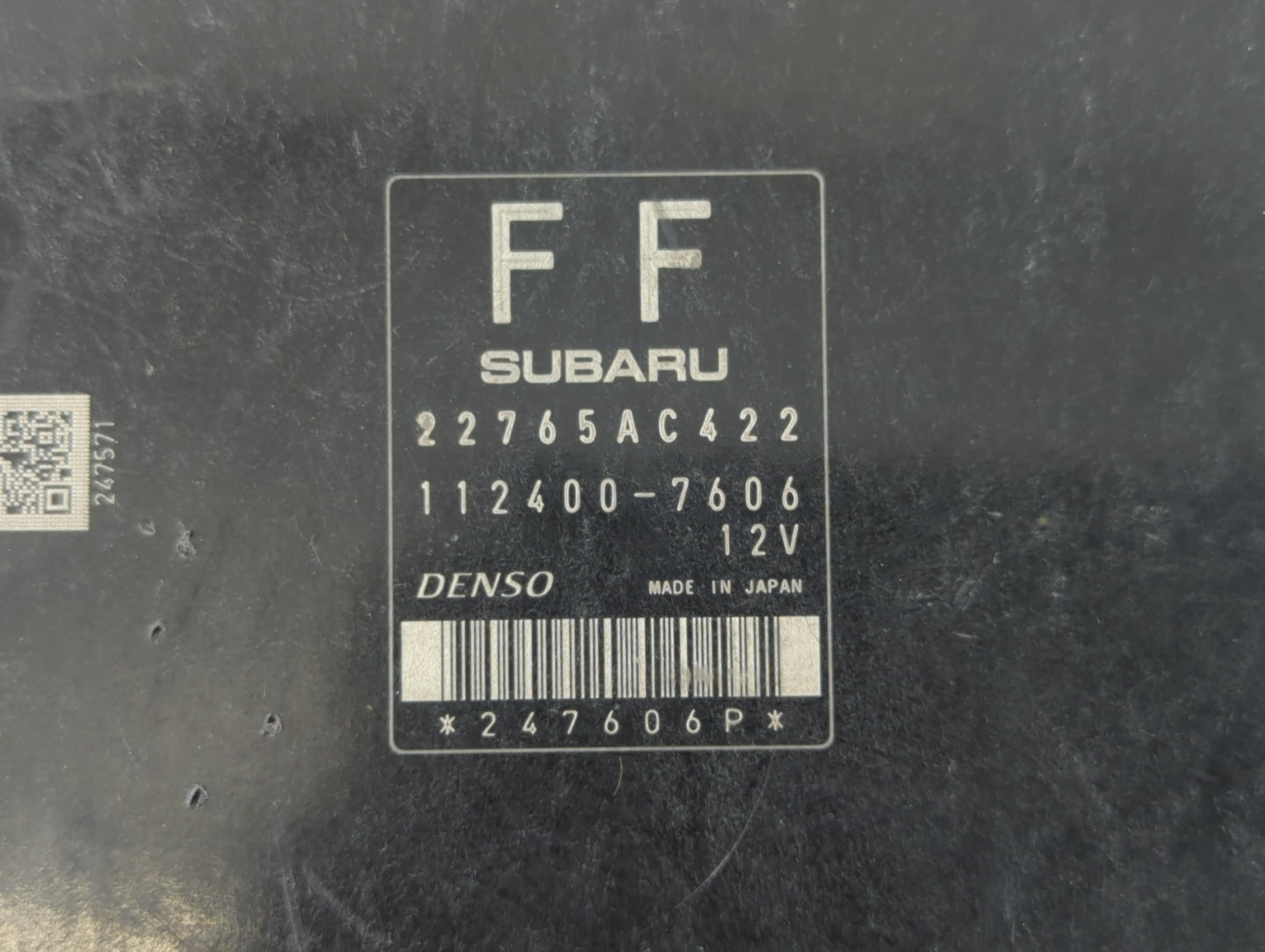 2012 Subaru Impreza PCM Engine Control Computer ECU ECM PCU OEM P/N:112400-7606 22765AC422 Fits OEM Used Auto Parts - Oemuse