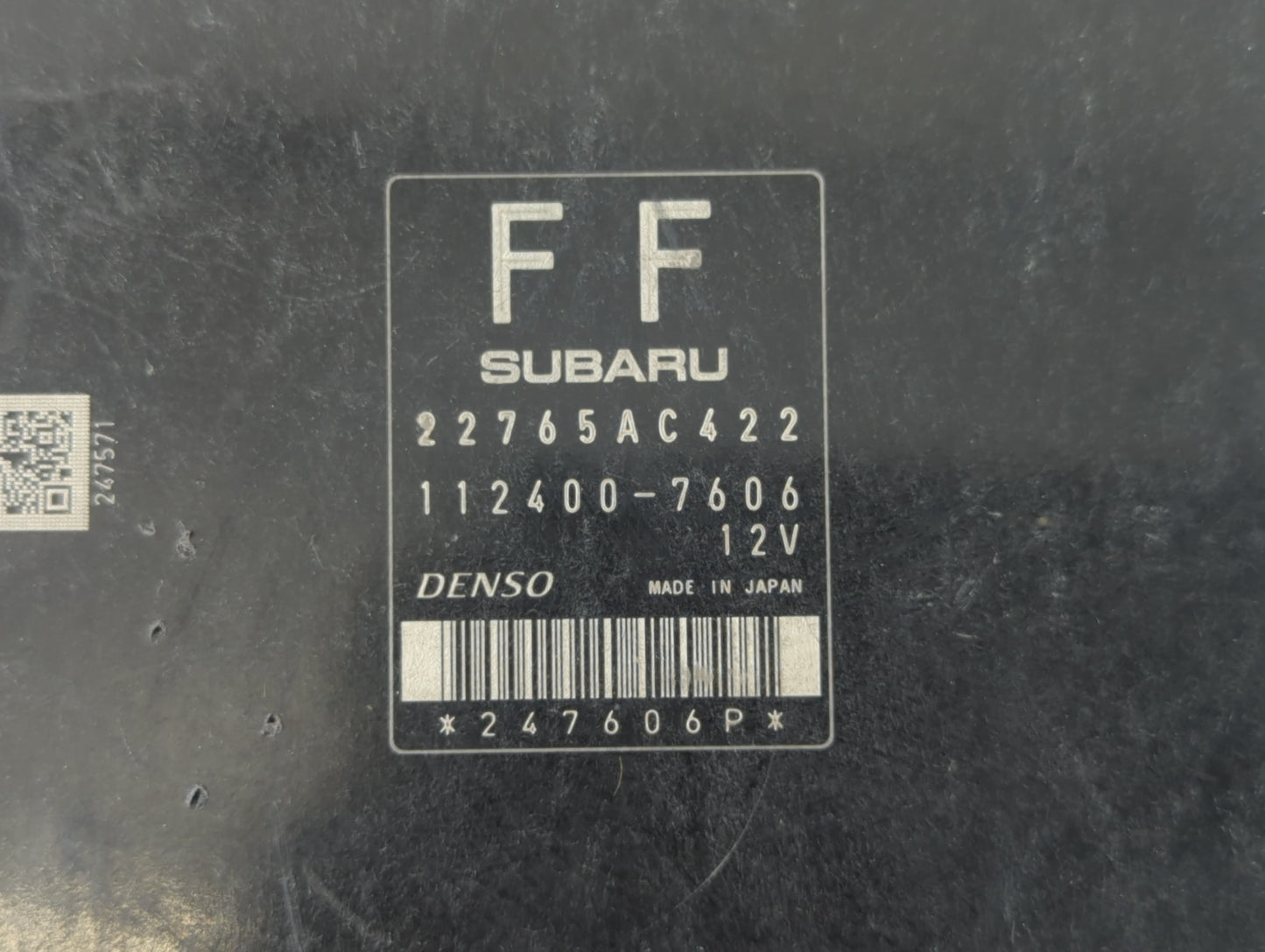 2012 Subaru Impreza PCM Engine Control Computer ECU ECM PCU OEM P/N:112400-7606 22765AC422 Fits OEM Used Auto Parts - Oemuse