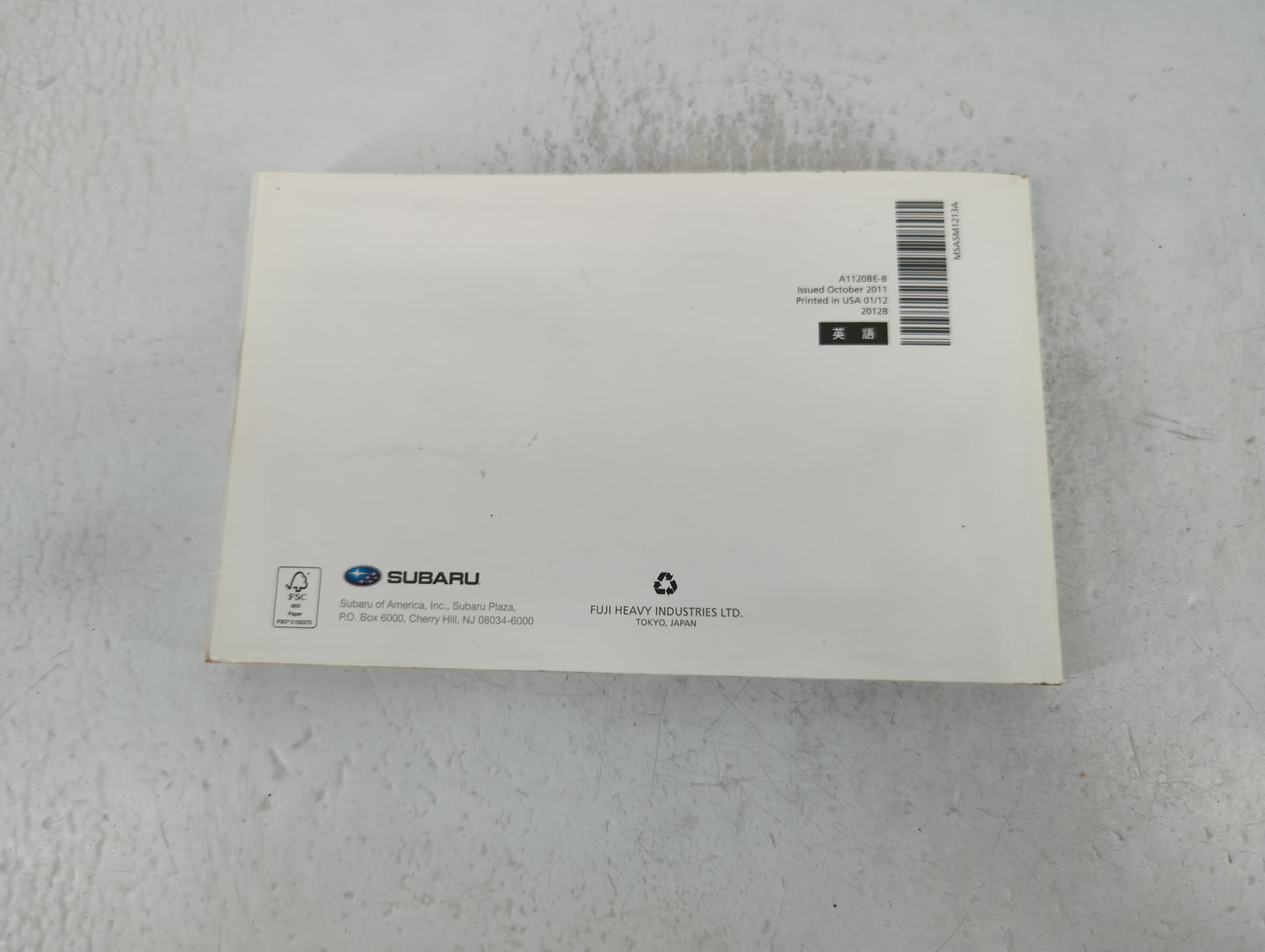 2012 Subaru Impreza Owners Manual Book Guide P/N:A1120BE-B OEM Used Auto Parts - Oemusedautoparts1.com