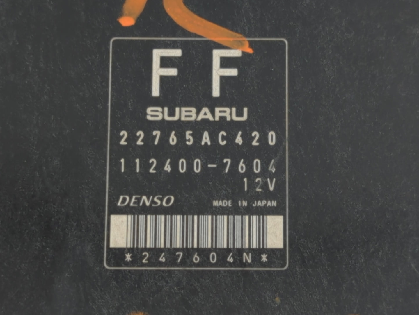 2012 Subaru Impreza PCM Engine Control Computer ECU ECM PCU OEM P/N:112400-7604 22765AC420 Fits OEM Used Auto Parts - Oemuse