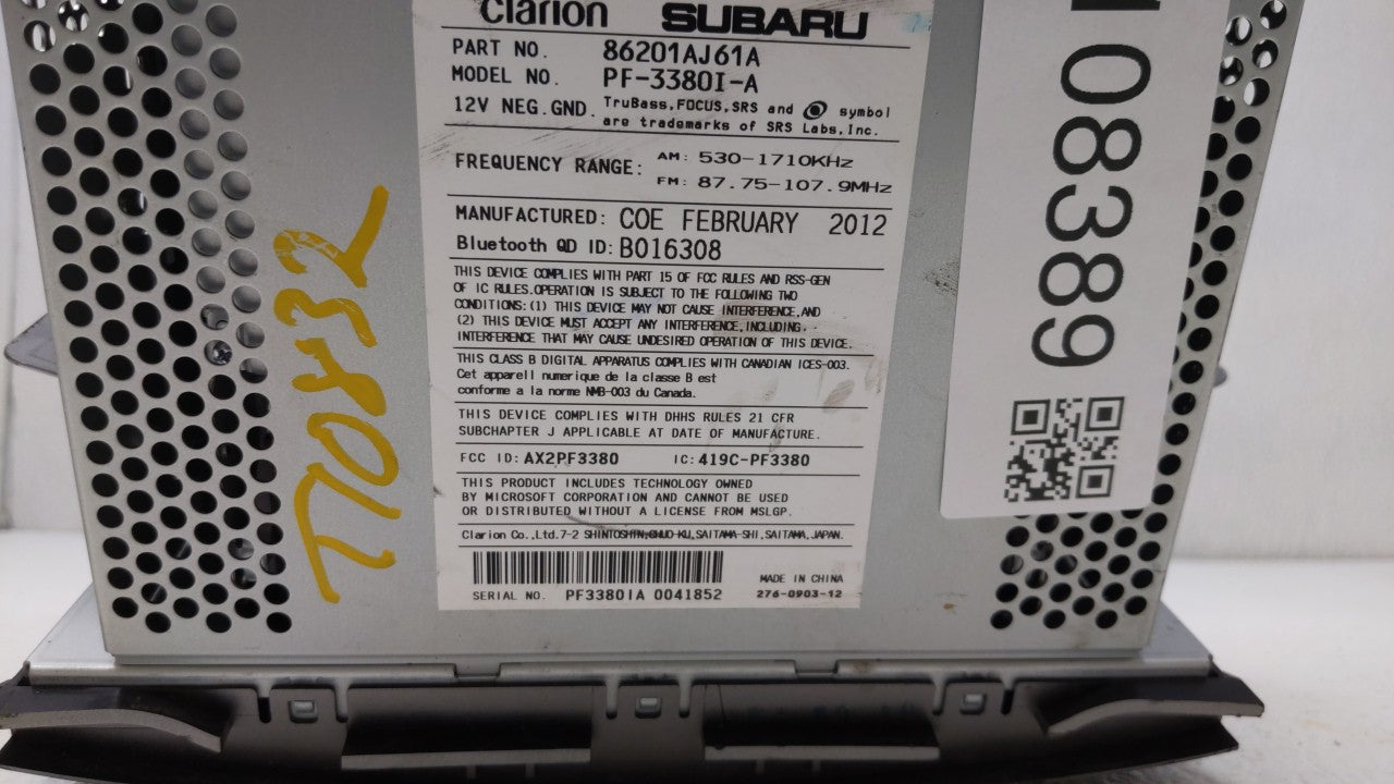2012-2014 Subaru Legacy Am Fm Cd Player Radio Receiver - Oemusedautoparts1.com