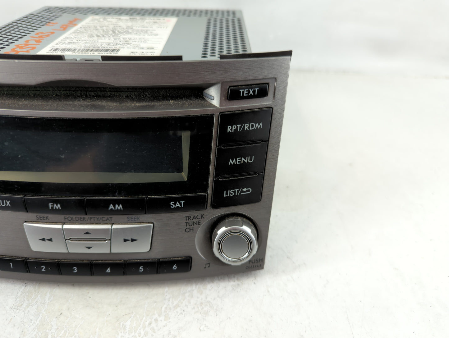 2010-2012 Subaru Legacy Radio AM FM Cd Player Receiver Replacement P/N:86201AJ61A Fits Fits 2010 2011 2012 OEM Used Auto Par