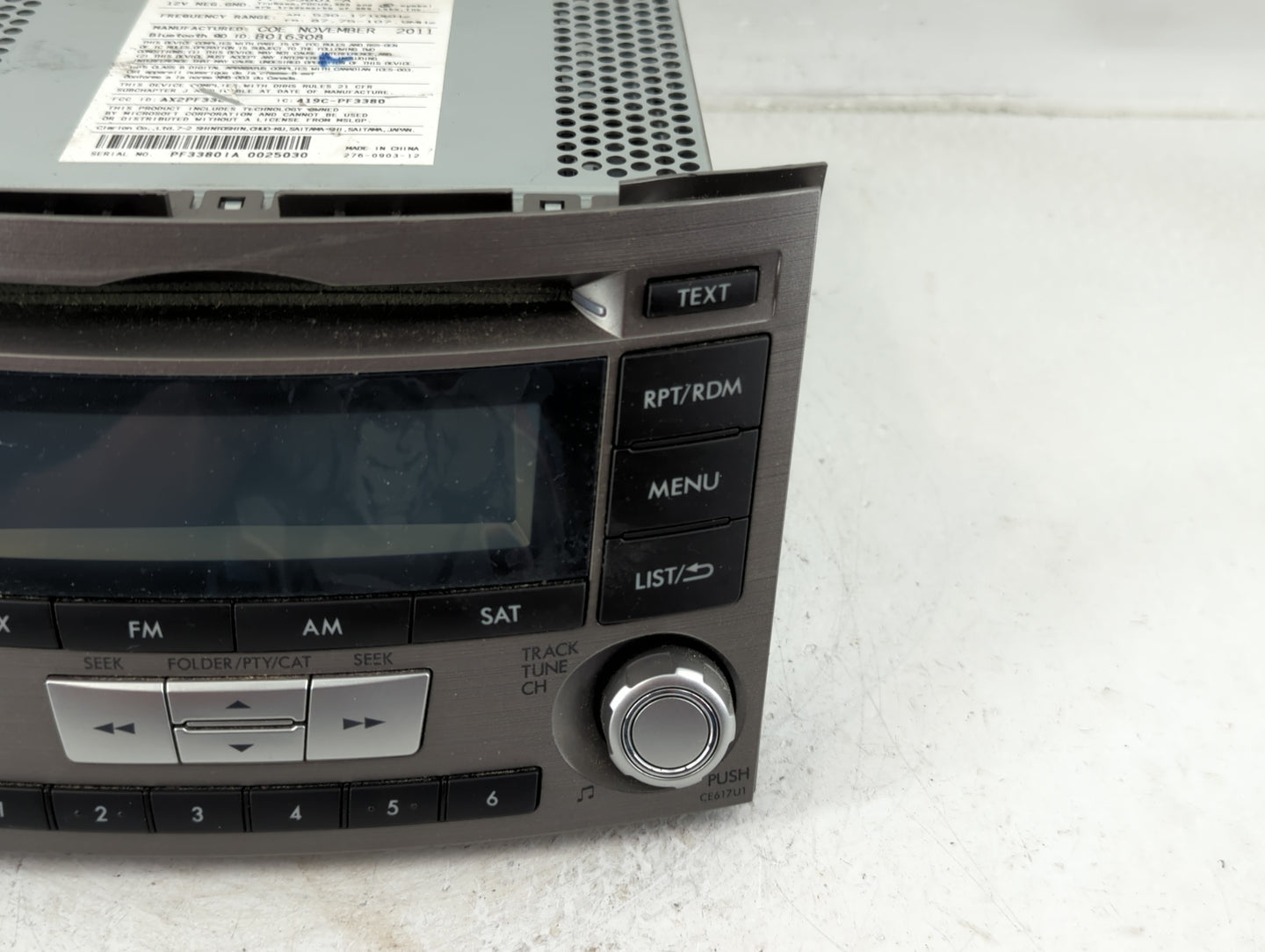 2012-2014 Subaru Legacy Radio AM FM Cd Player Receiver Replacement P/N:86201AJ61A Fits Fits 2012 2013 2014 OEM Used Auto Par