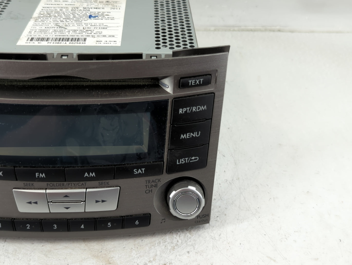 2012-2014 Subaru Legacy Radio AM FM Cd Player Receiver Replacement P/N:86201AJ61A Fits Fits 2012 2013 2014 OEM Used Auto Par