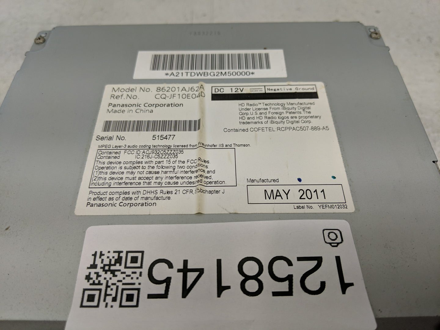 2012 Subaru Legacy Radio AM FM Cd Player Receiver Replacement P/N:282C-039574 Fits OEM Used Auto Parts - Oemusedautoparts1.c