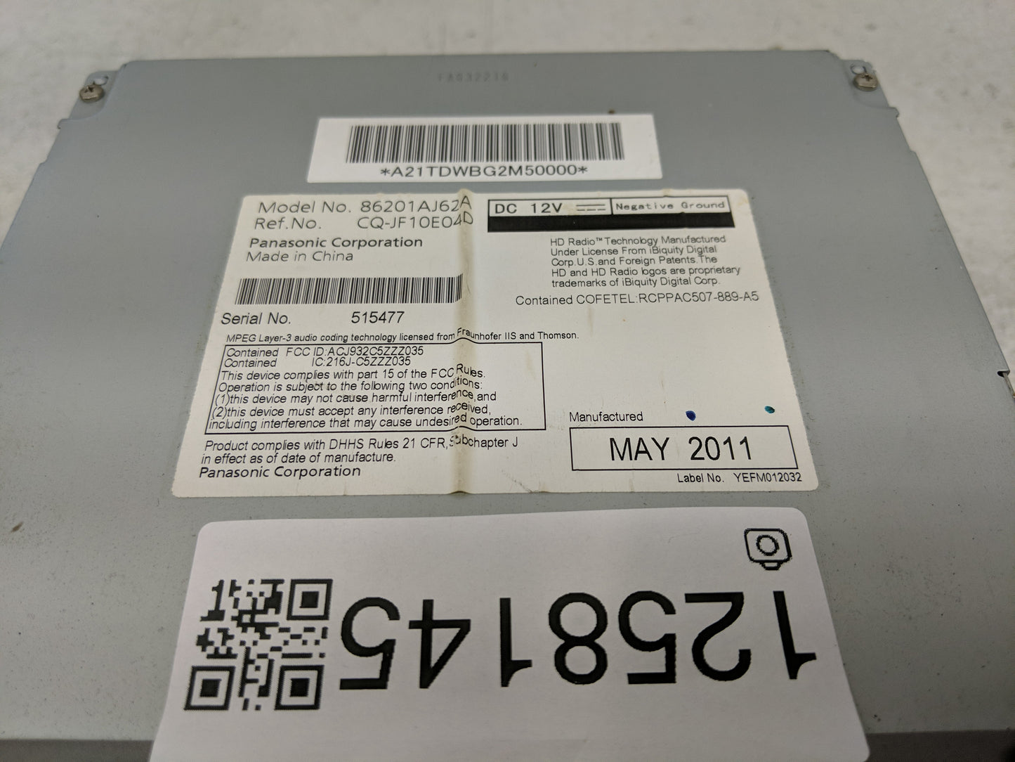 2012 Subaru Legacy Radio AM FM Cd Player Receiver Replacement P/N:282C-039574 Fits OEM Used Auto Parts - Oemusedautoparts1.c