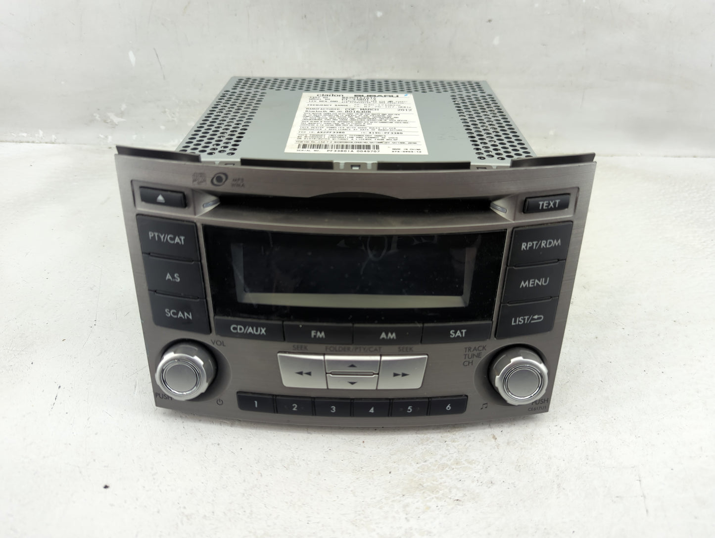 2012-2014 Subaru Legacy Radio AM FM Cd Player Receiver Replacement P/N:86201AJ61A Fits Fits 2012 2013 2014 OEM Used Auto Par