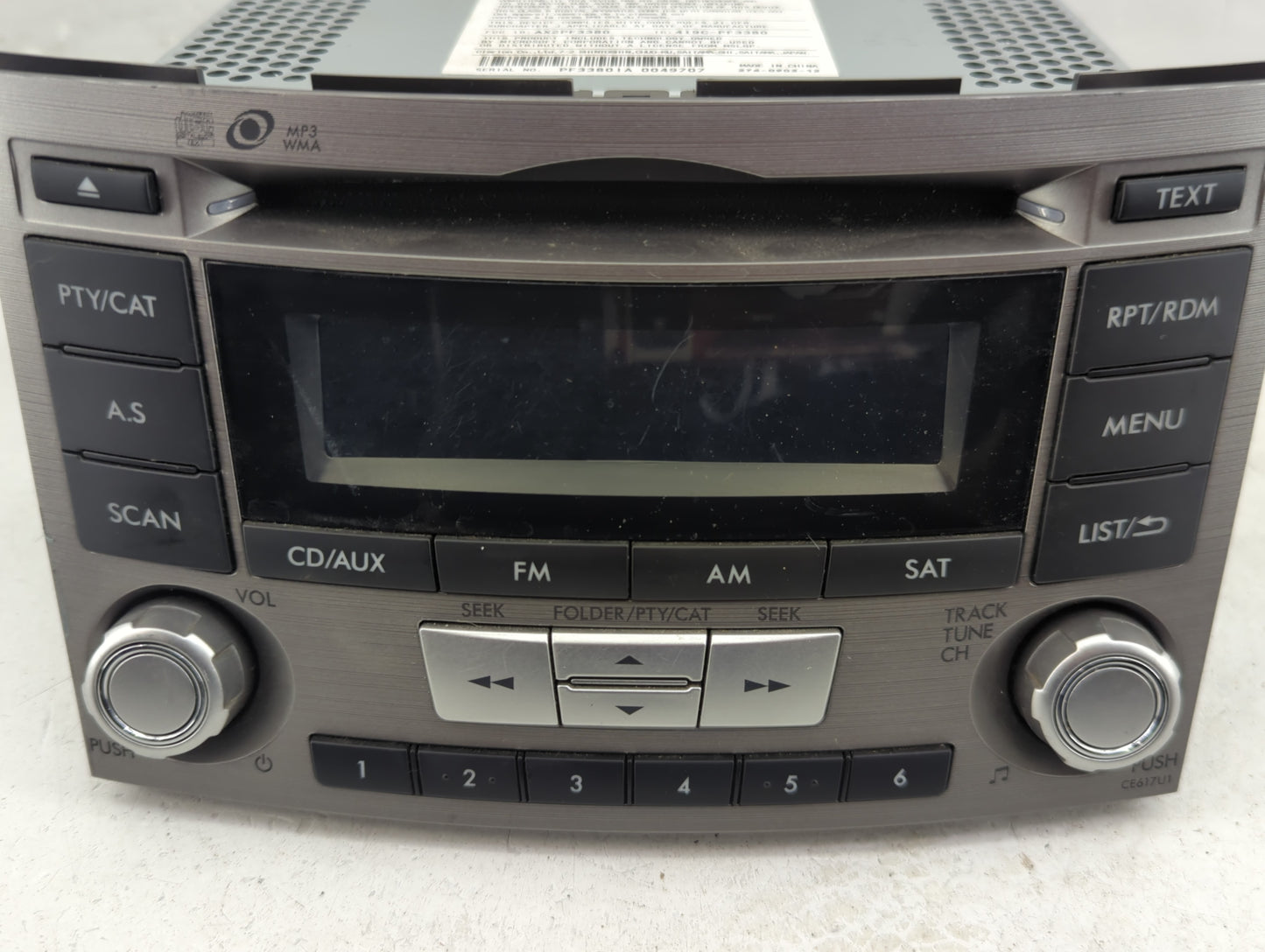 2012-2014 Subaru Legacy Radio AM FM Cd Player Receiver Replacement P/N:86201AJ61A Fits Fits 2012 2013 2014 OEM Used Auto Par