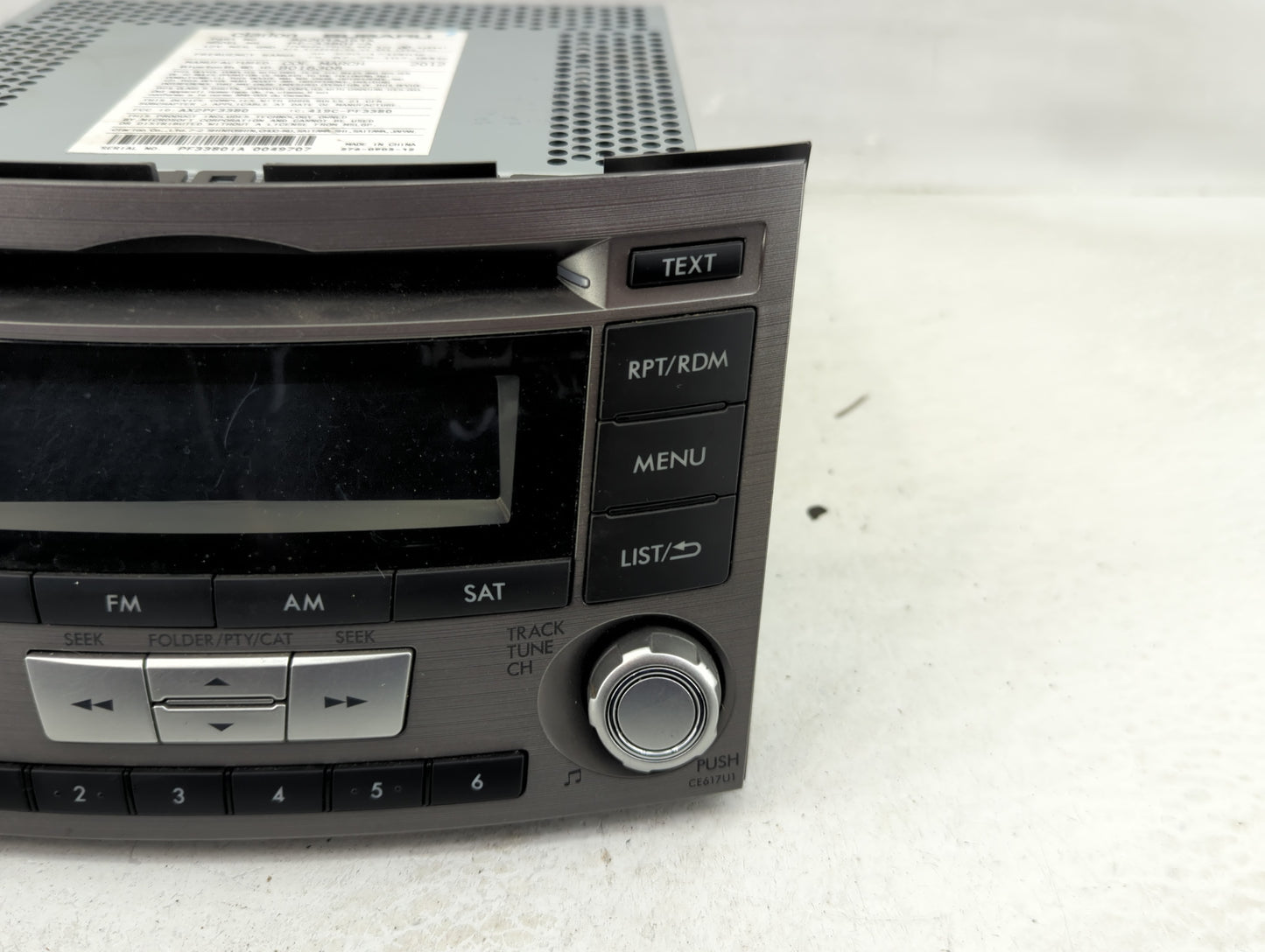2012-2014 Subaru Legacy Radio AM FM Cd Player Receiver Replacement P/N:86201AJ61A Fits Fits 2012 2013 2014 OEM Used Auto Par
