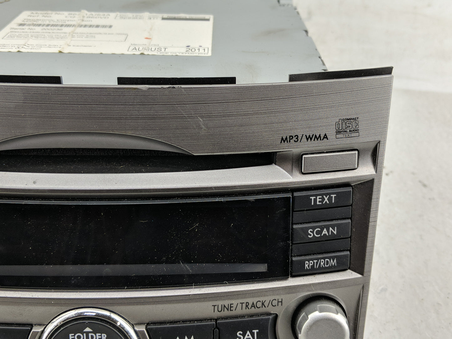 2010-2012 Subaru Legacy Radio AM FM Cd Player Receiver Replacement Fits Fits 2010 2011 2012 OEM Used Auto Parts - Oemusedaut
