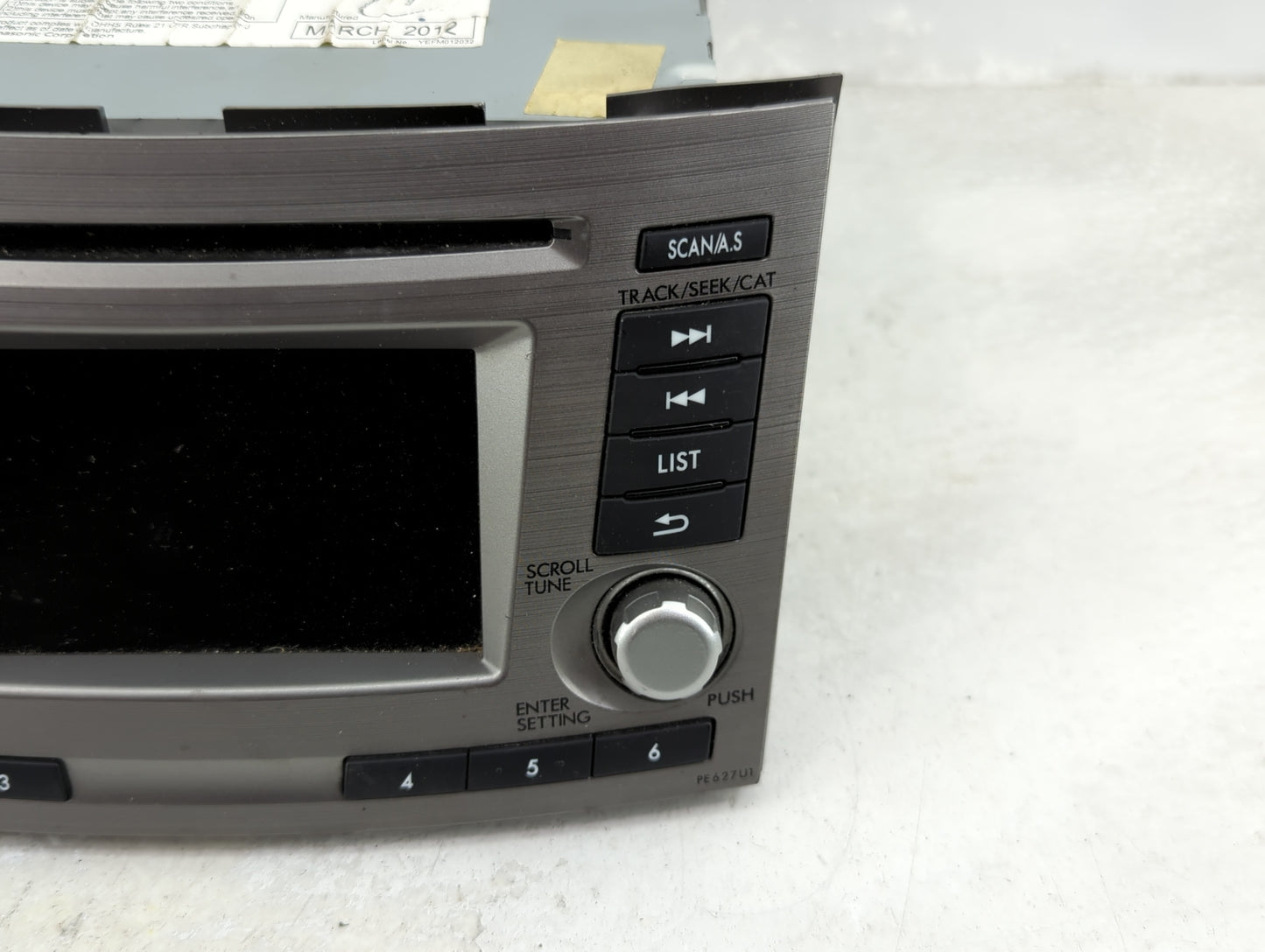 2012 Subaru Legacy Radio AM FM Cd Player Receiver Replacement P/N:86201AJ62A CQ-JF1AE04D Fits OEM Used Auto Parts - Oemuseda