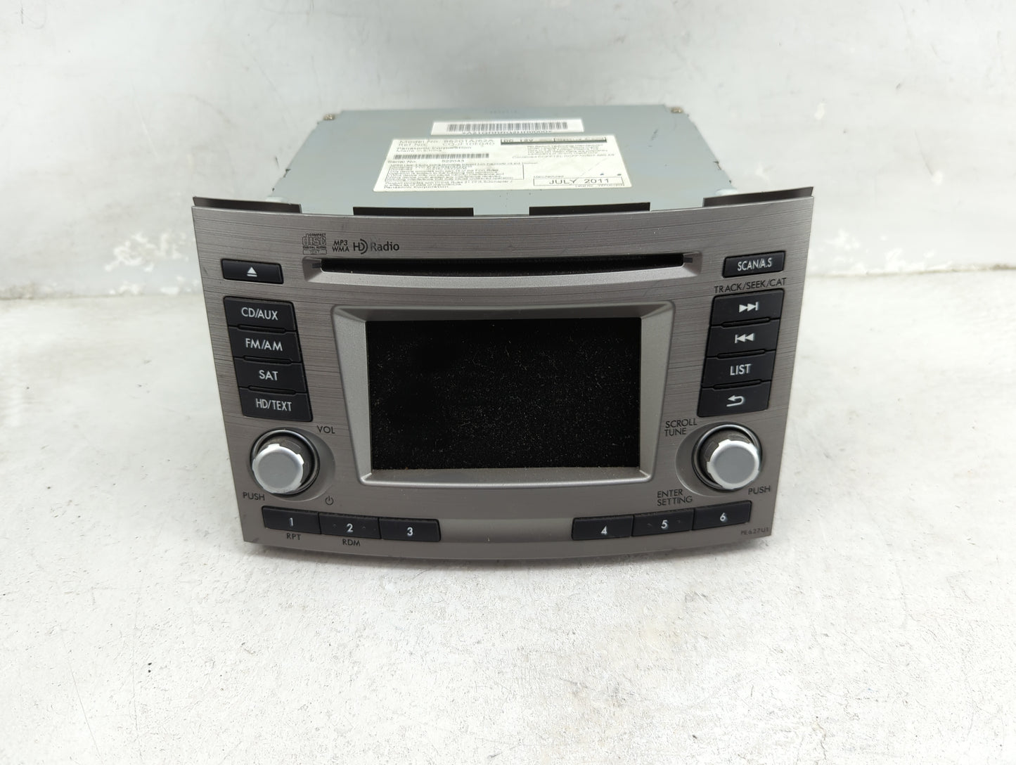 2012 Subaru Legacy Radio AM FM Cd Player Receiver Replacement P/N:86201AJ62A CQ-JF10E04D Fits OEM Used Auto Parts - Oemuseda