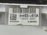 2012 Subaru Legacy Instrument Cluster Speedometer Gauges P/N:85003AJ61A Fits OEM Used Auto Parts - Oemusedautoparts1.com