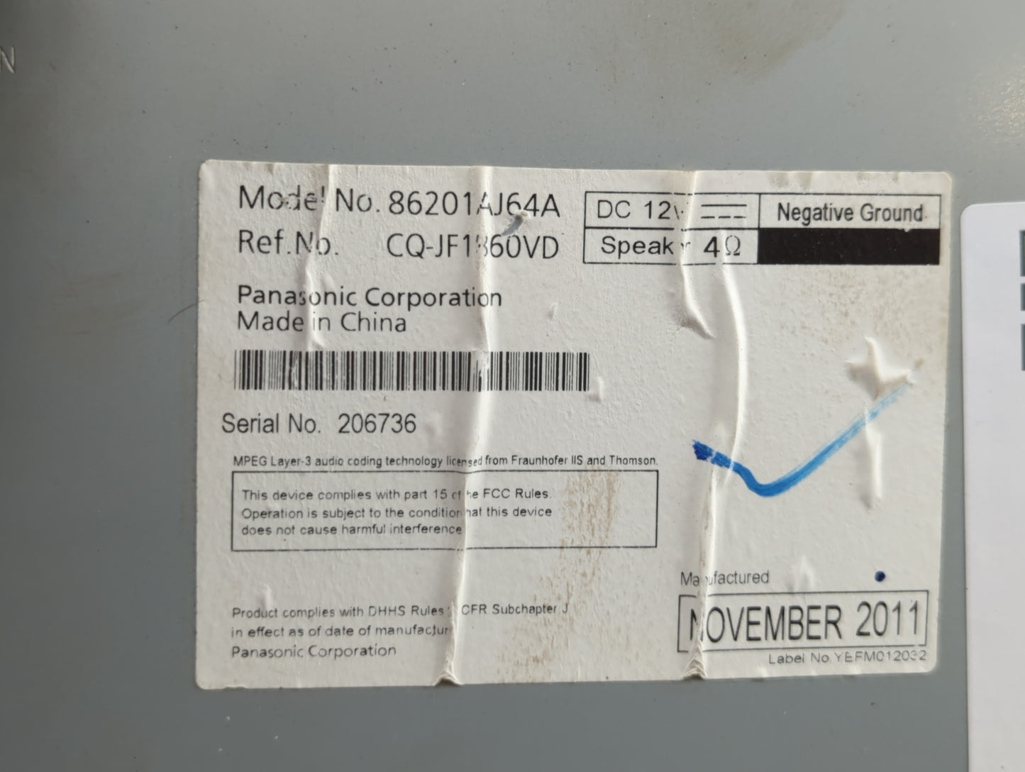 2010-2012 Subaru Legacy Am Fm Cd Player Radio Receiver - Oemusedautoparts1.com