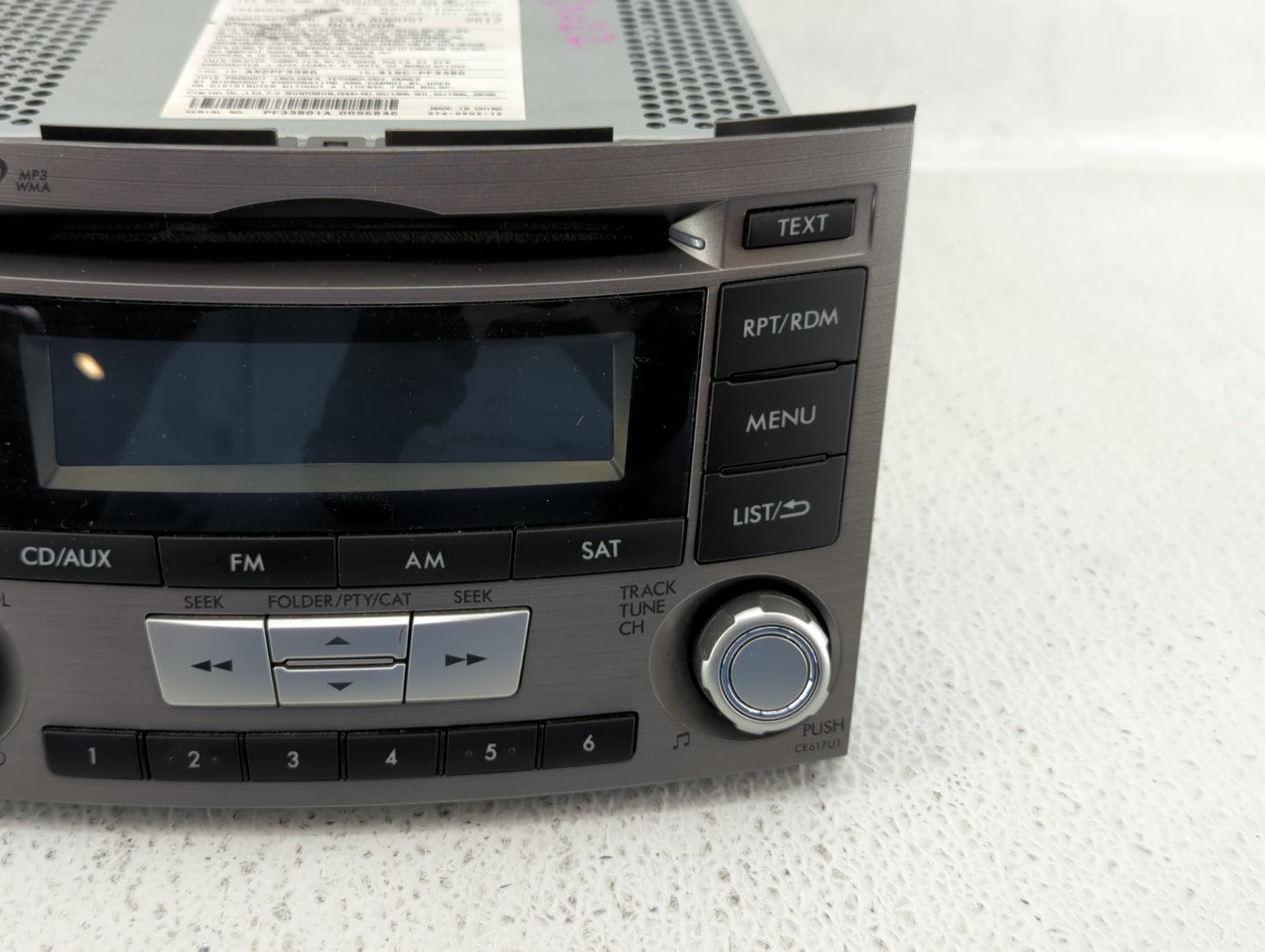 2012-2014 Subaru Legacy Radio AM FM Cd Player Receiver Replacement P/N:86201AJ61A Fits Fits 2012 2013 2014 OEM Used Auto Par
