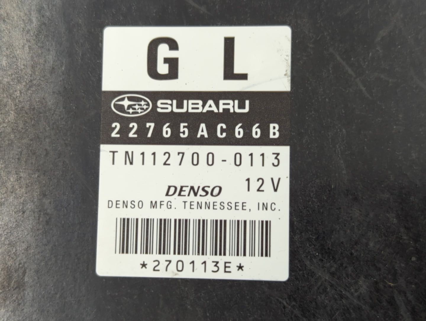 2012 Subaru Legacy PCM Engine Control Computer ECU ECM PCU OEM P/N:TN112700-0113 22765AC66B Fits OEM Used Auto Parts - Oemus