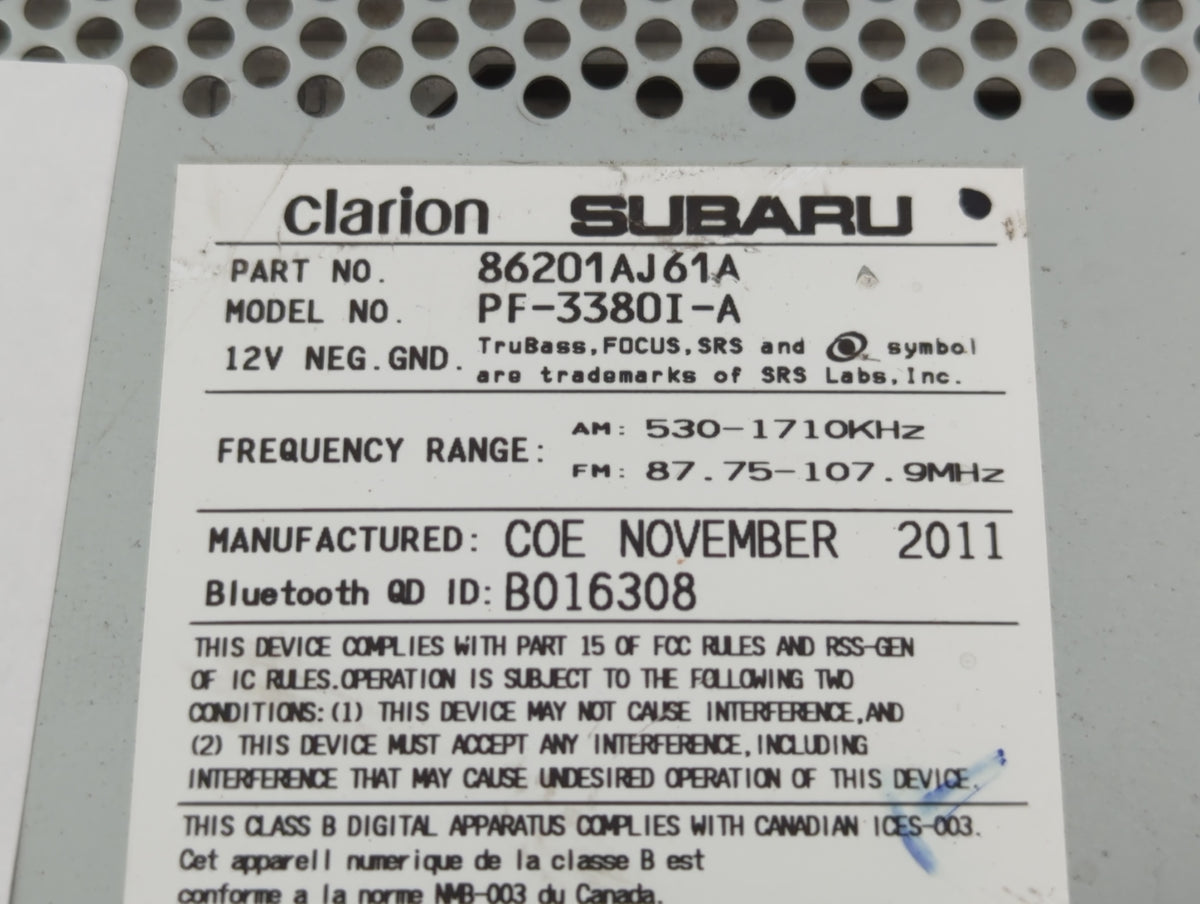 2012-2014 Subaru Legacy Am Fm Cd Player Radio Receiver 727046 - Oemusedautoparts1.com