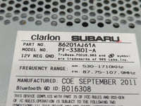 2010-2012 Subaru Legacy Radio AM FM Cd Player Receiver Replacement P/N:86201AJ61A Fits Fits 2010 2011 2012 OEM Used Auto Par