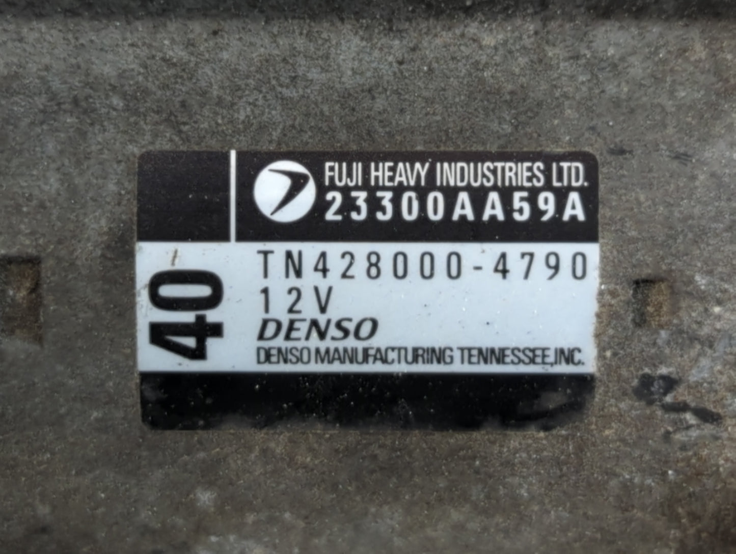 2012 Subaru Legacy Car Starter Motor Solenoid OEM P/N:TN428000-4790 23300AA59A Fits OEM Used Auto Parts - Oemusedautoparts1.